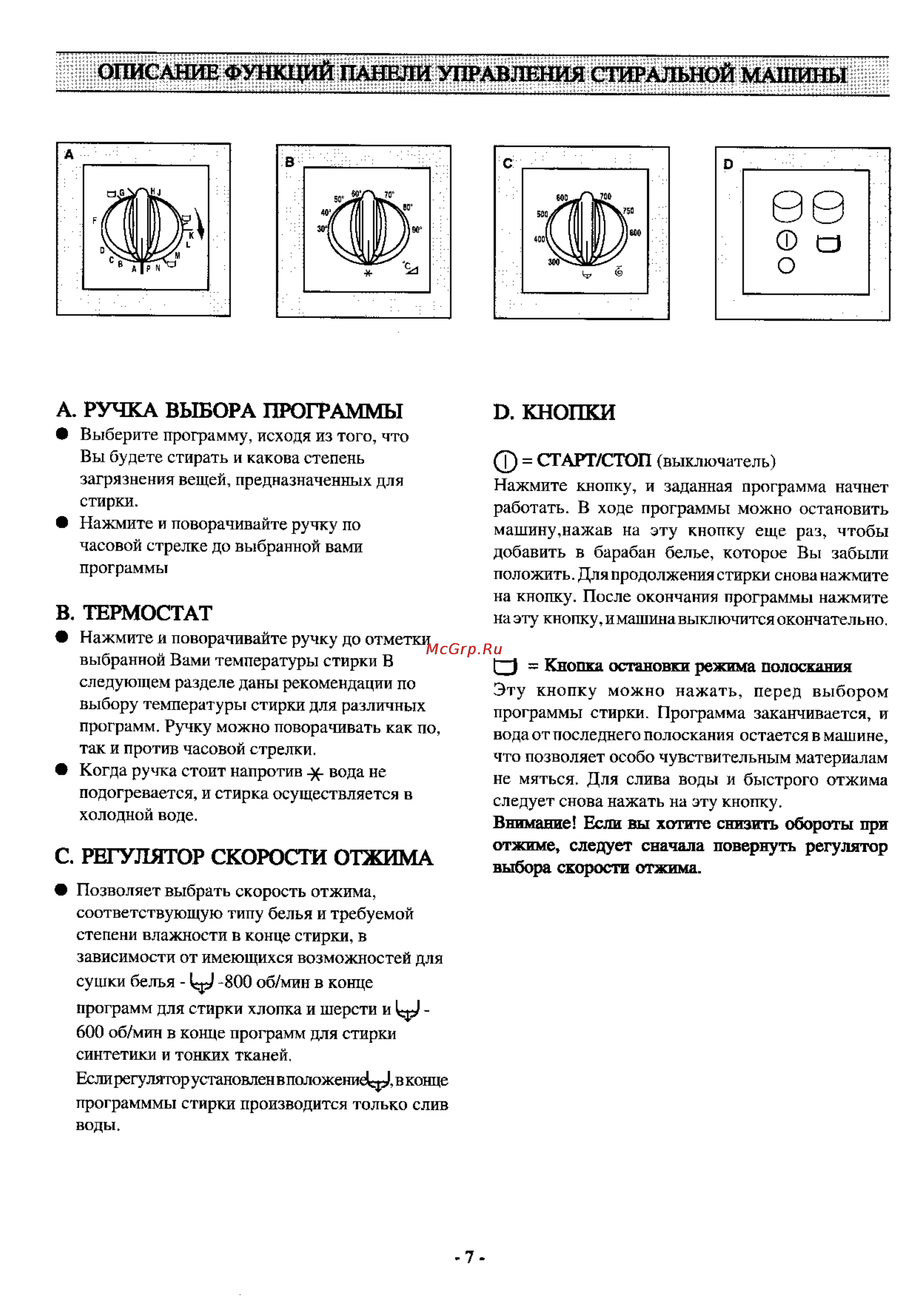 Electrolux EW 821 T [6/17] А ручка выбора программы