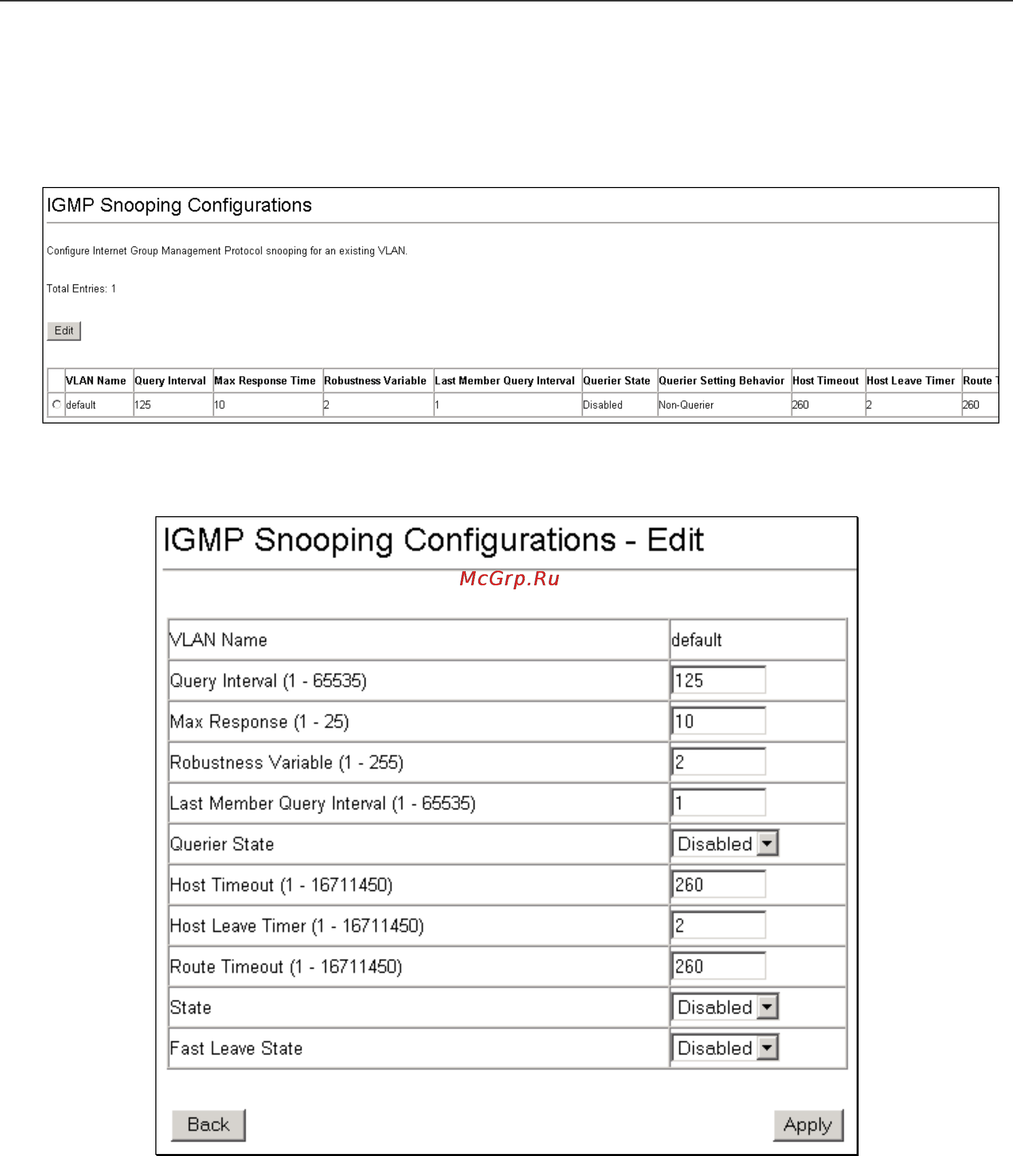 D-Link DGS-3308TG [127/160] Igmp snooping configurations