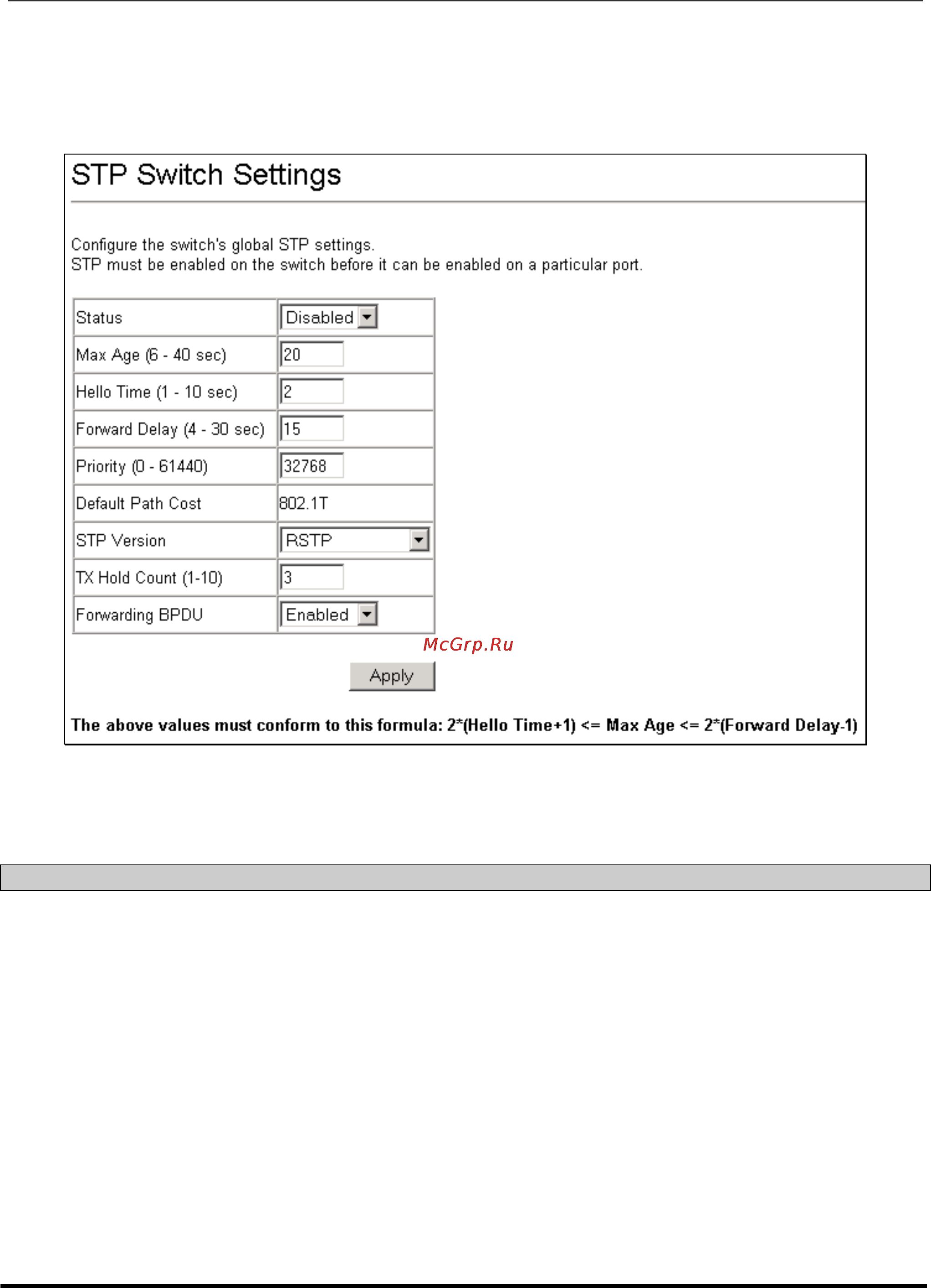 D-Link DGS-3308TG [75/160] Stp switch settings