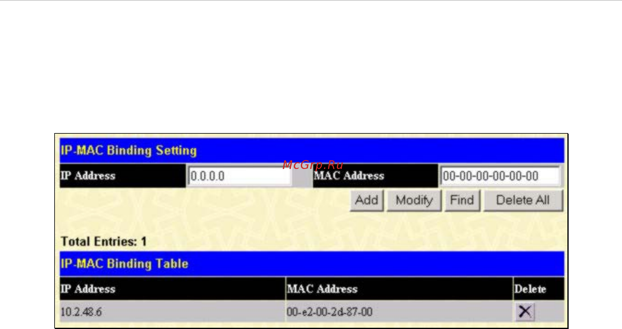 D-Link DES-3810-52 [124/260] Ip mac binding table