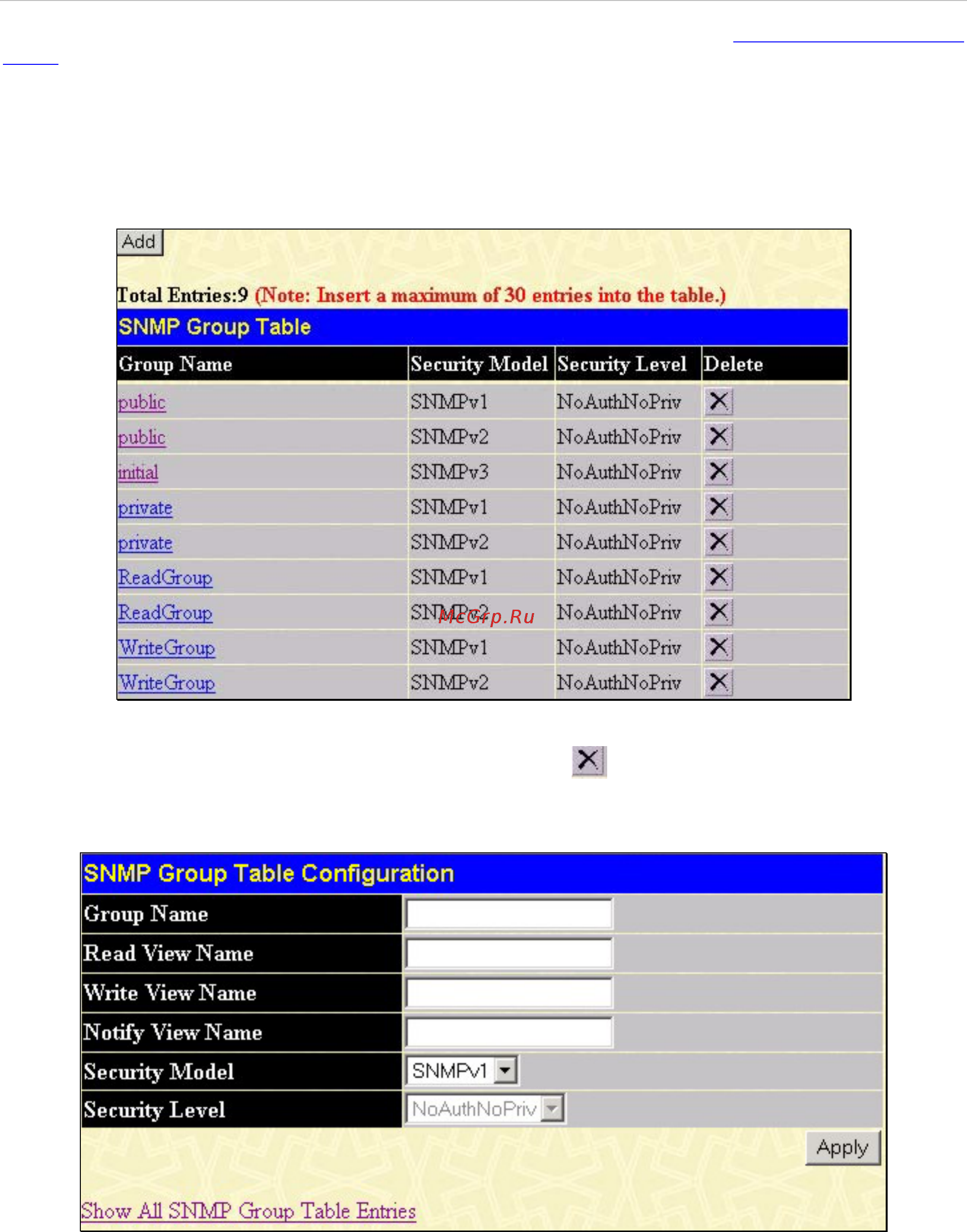 D-Link DES-3552 [157/260] Snmp group table