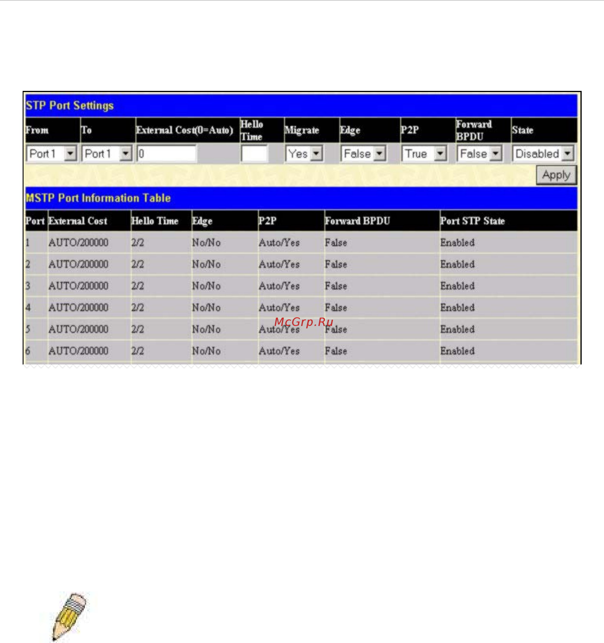 D-Link DES-3528 [67/260] Mstp port information