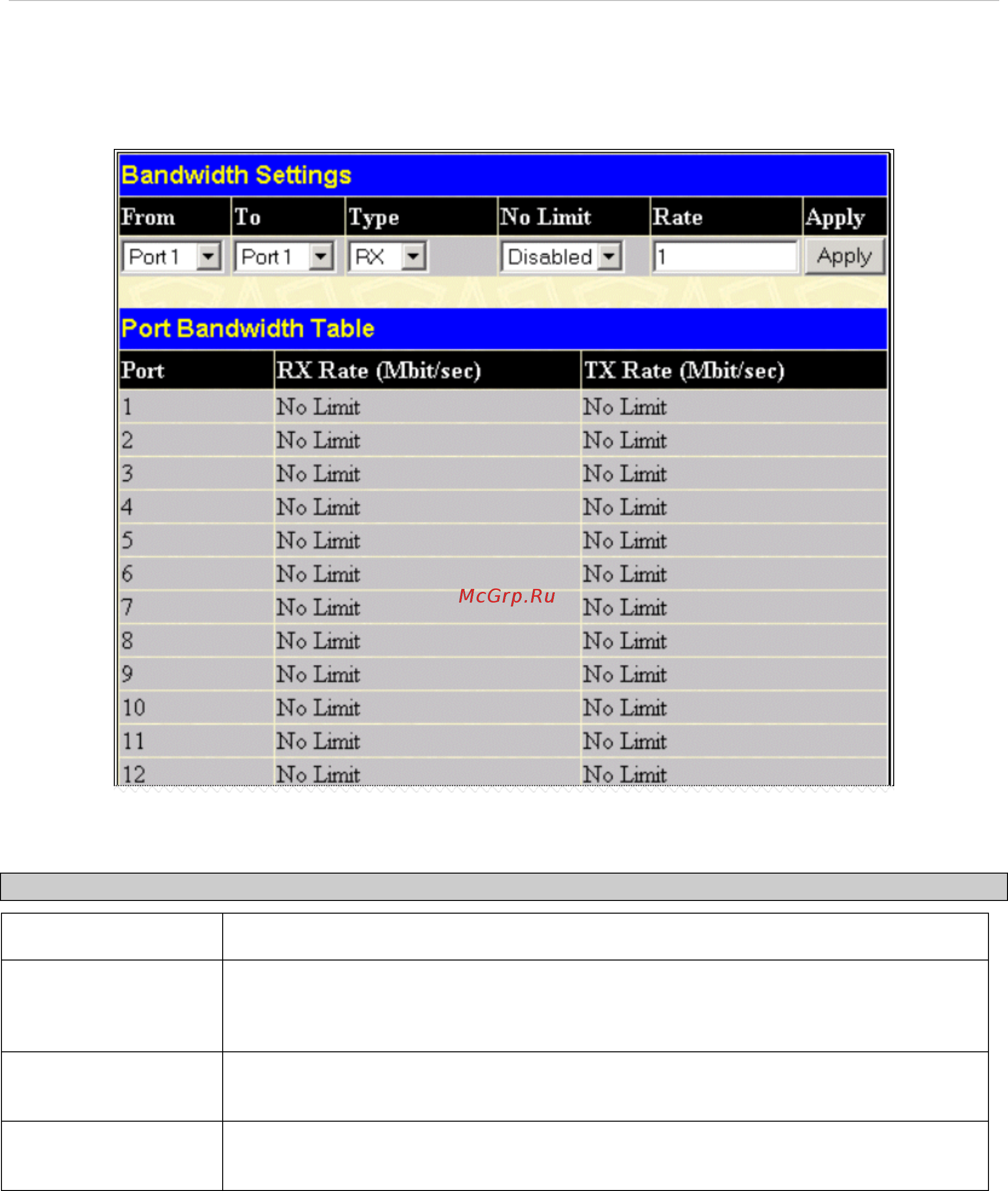 D-Link DES-3550 [86/260] Port bandwidth