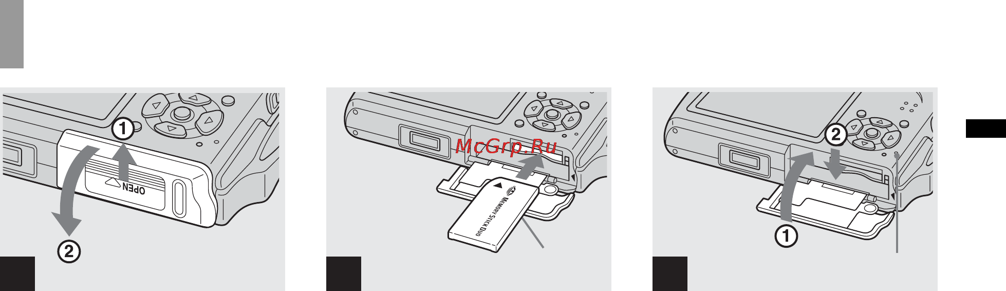 Sony Cyber-Shot DSC-T11 [19/128] Inserting and removing a memory stick duo