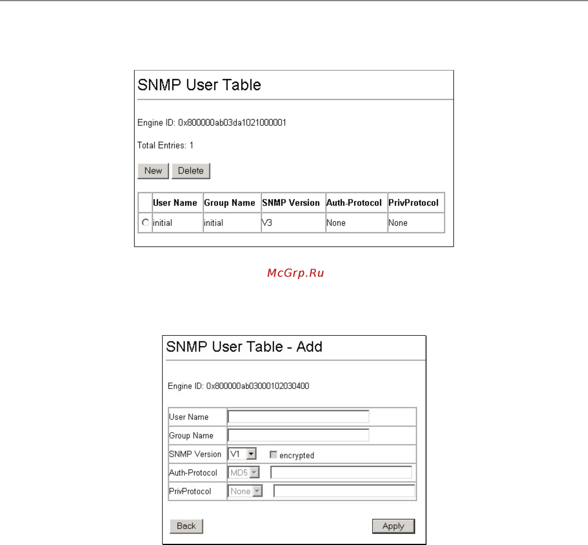D-Link DES-3326S [116/242] Snmp user table