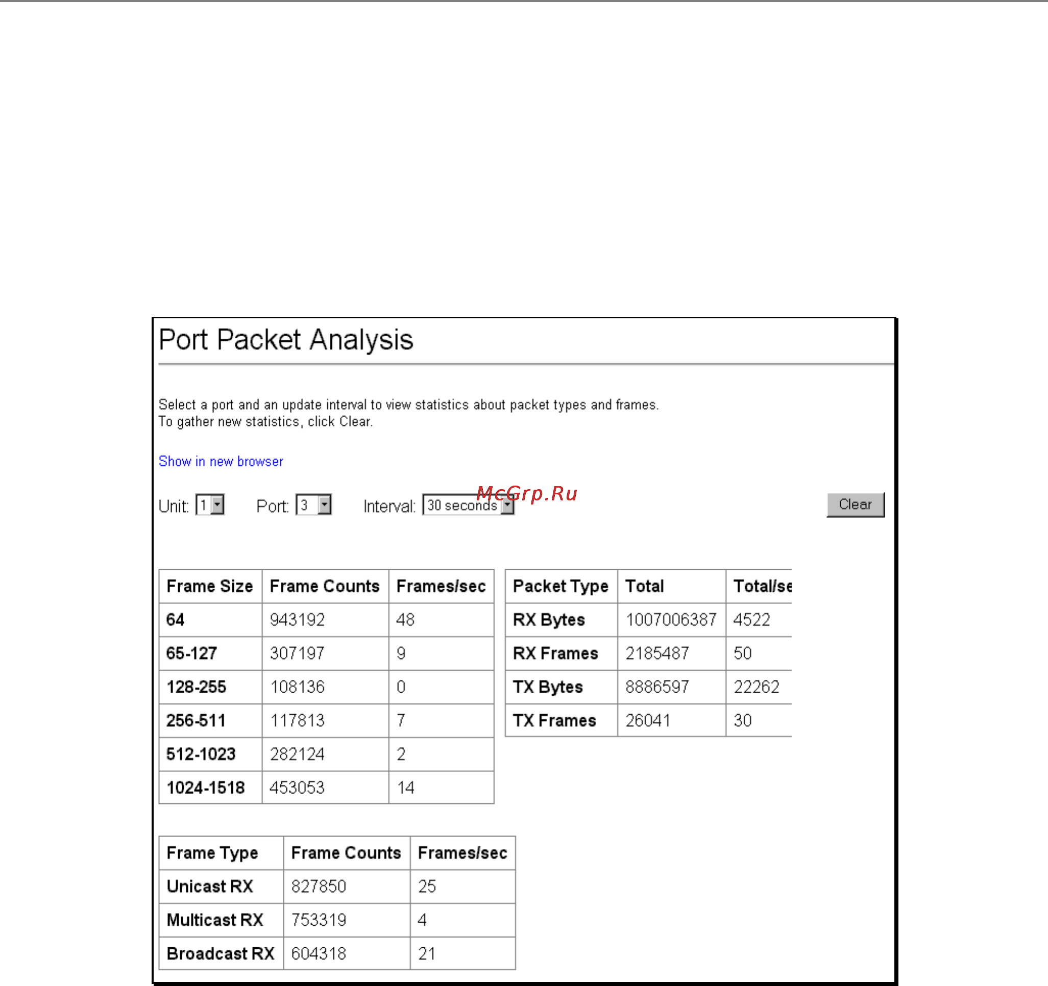 D-Link DES-3326S [120/242] Port packet statistics
