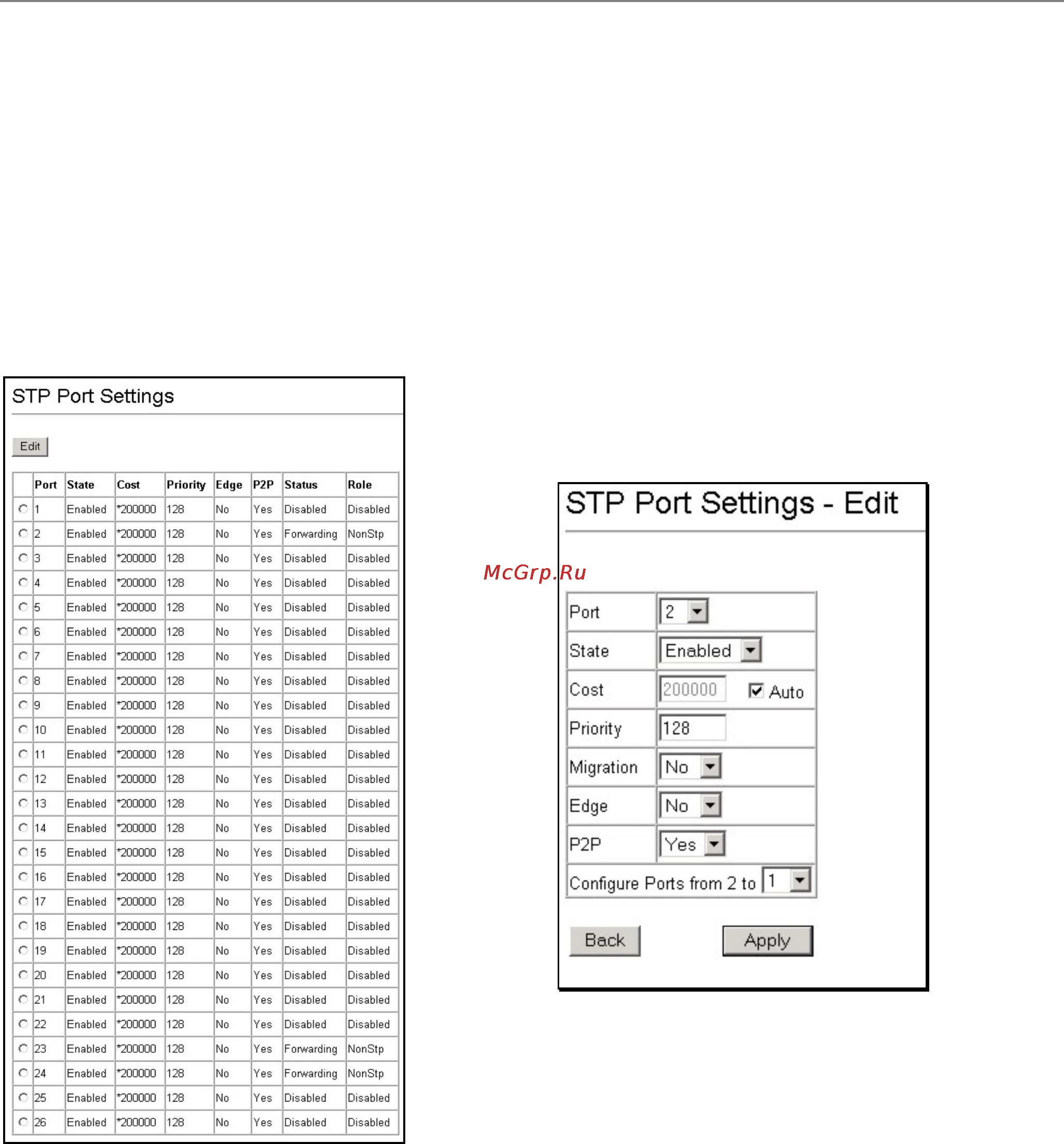 D-Link DES-3226S [74/242] Stp port settings