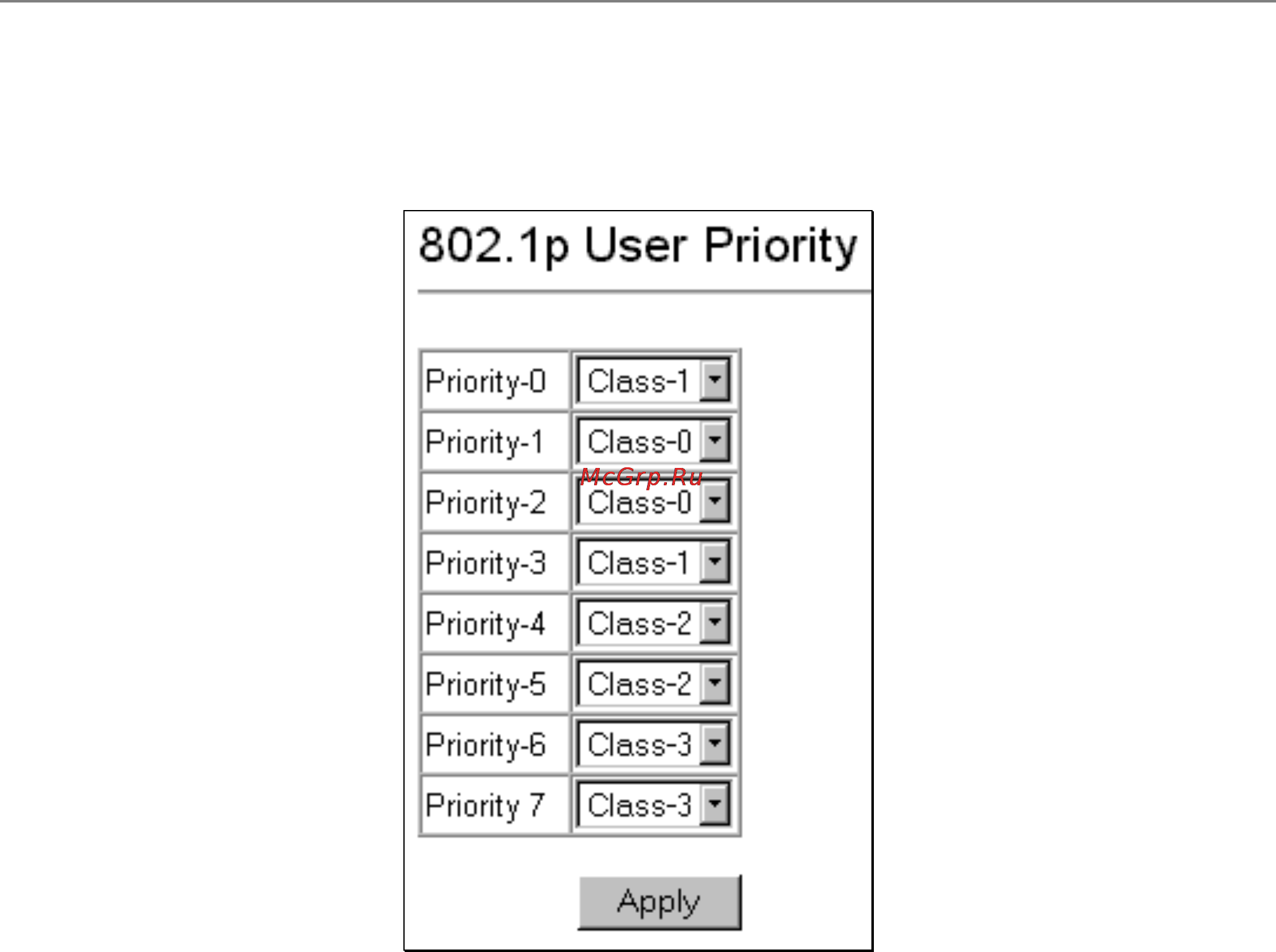 D-Link DES-3226S [78/242] Configure 802 p user priority