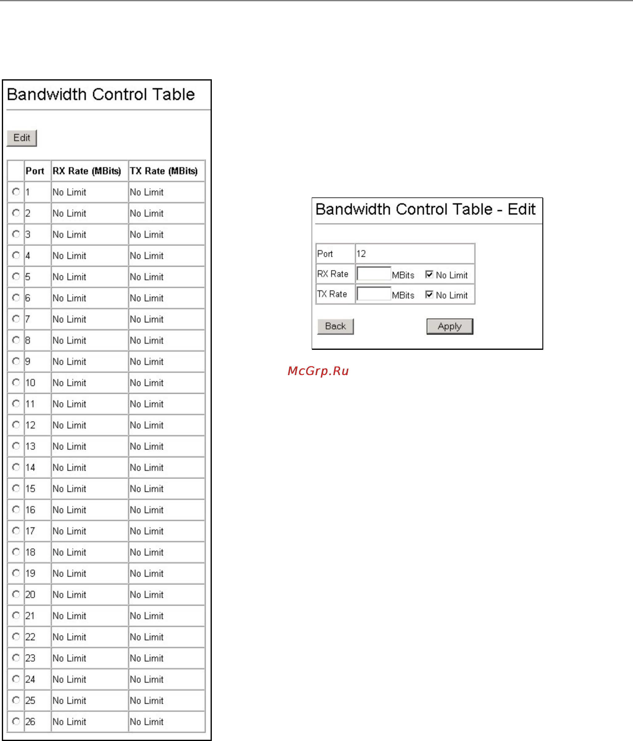 D-Link DES-3226S [80/242] Configure bandwidth control