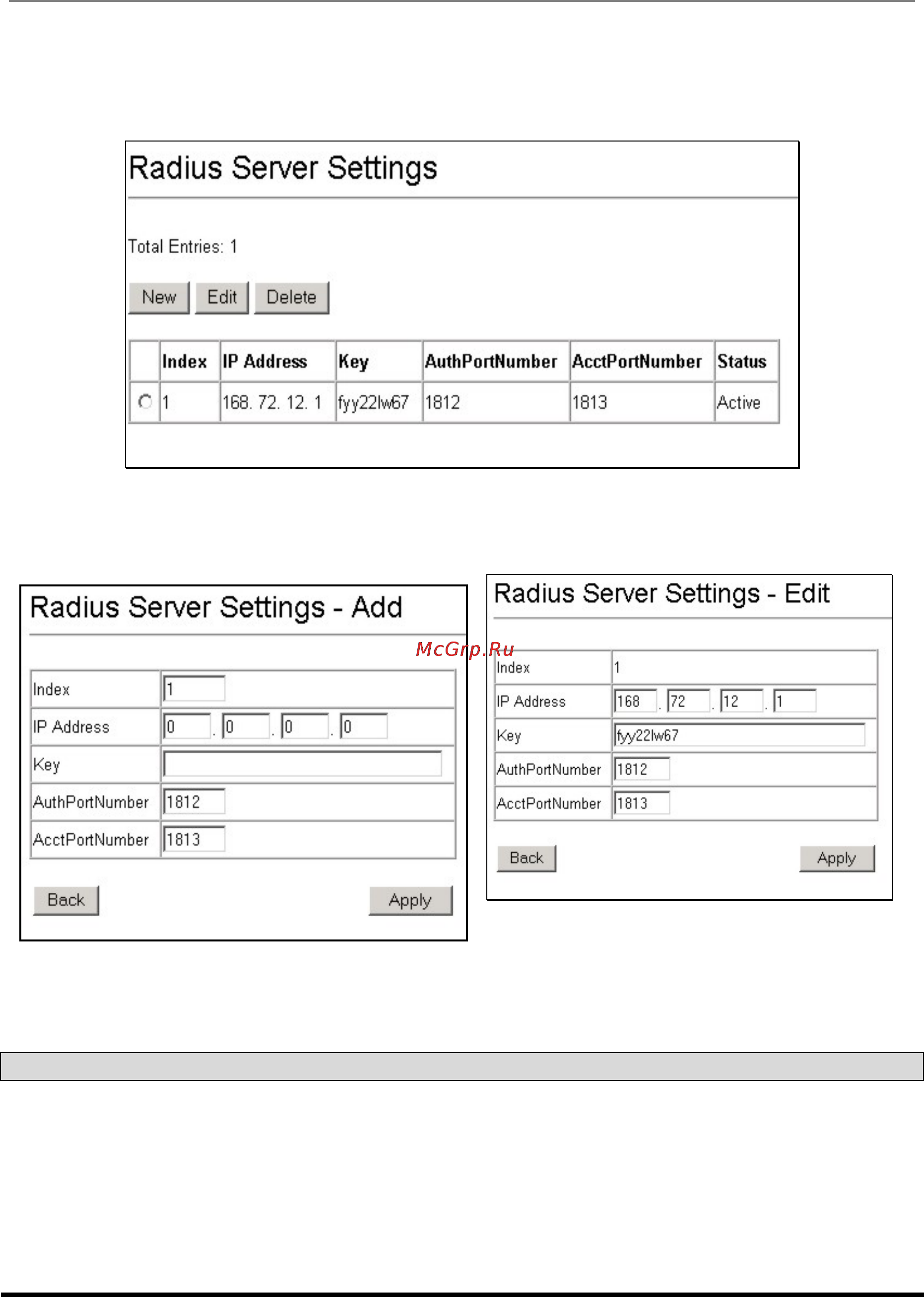 D-Link DES-3326SR [108/240] Radius server settings