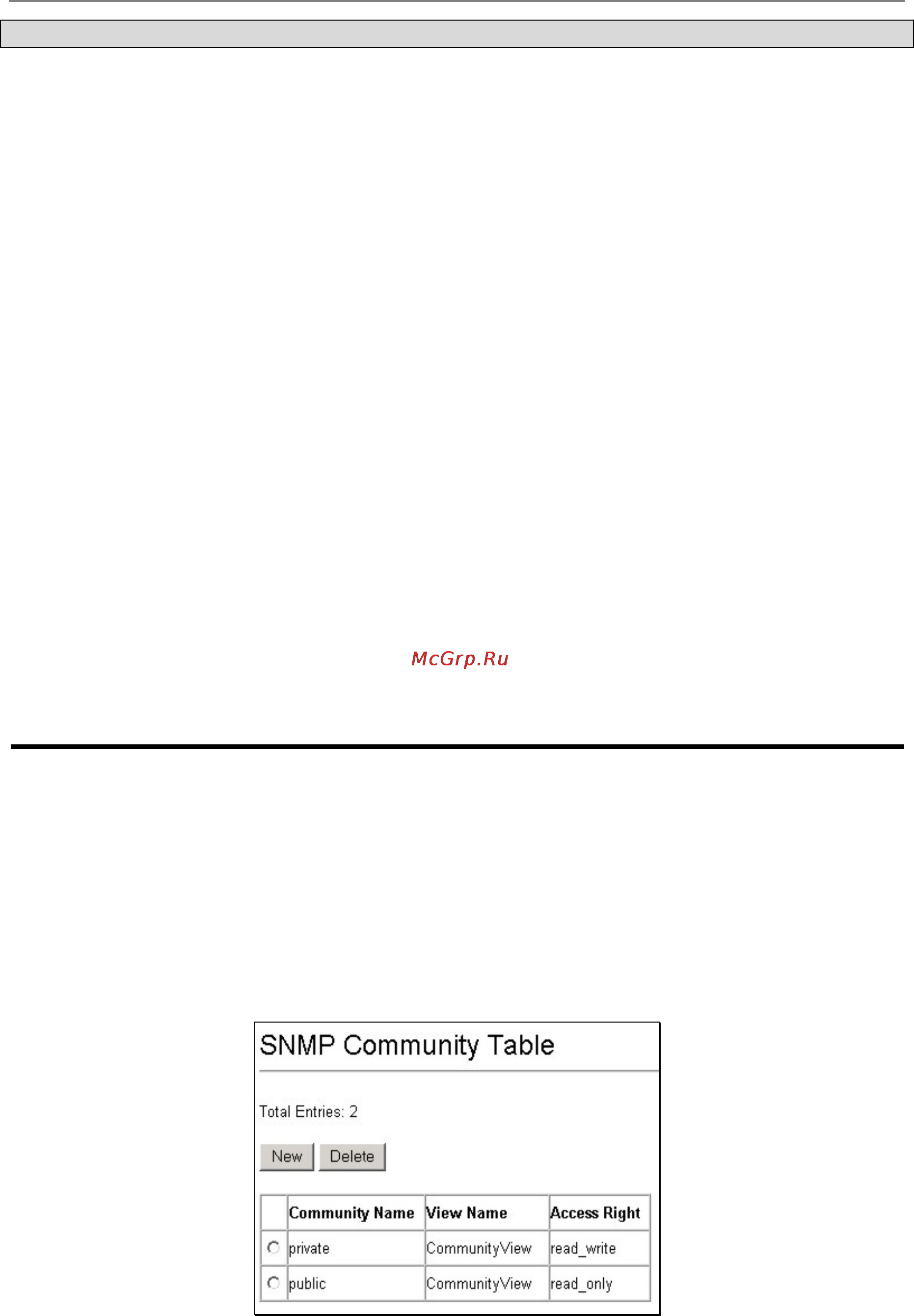 D-Link DES-3326SR [112/240] Snmp community table