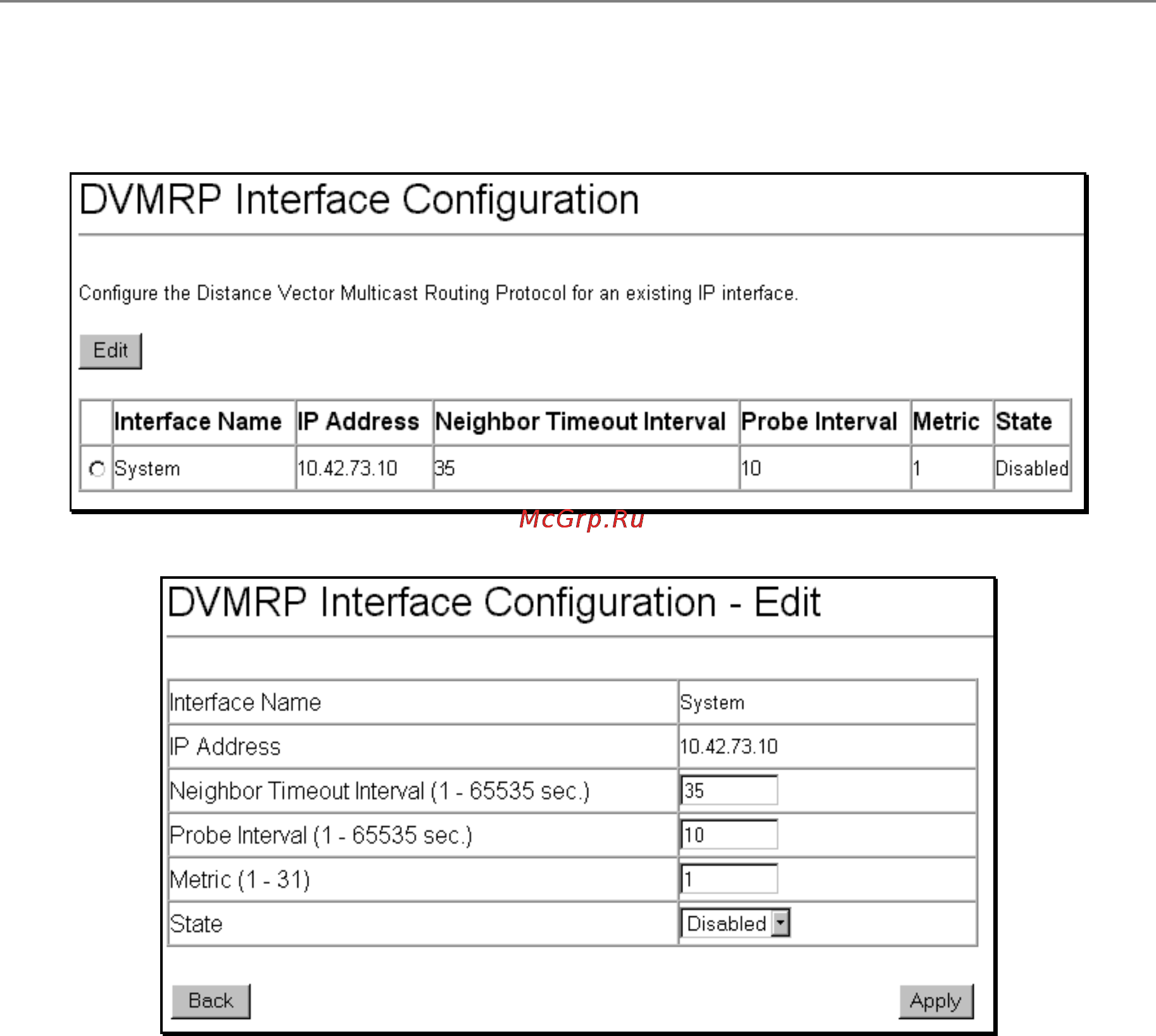 D-Link DES-3326SR [159/240] Dvmrp interface configuration