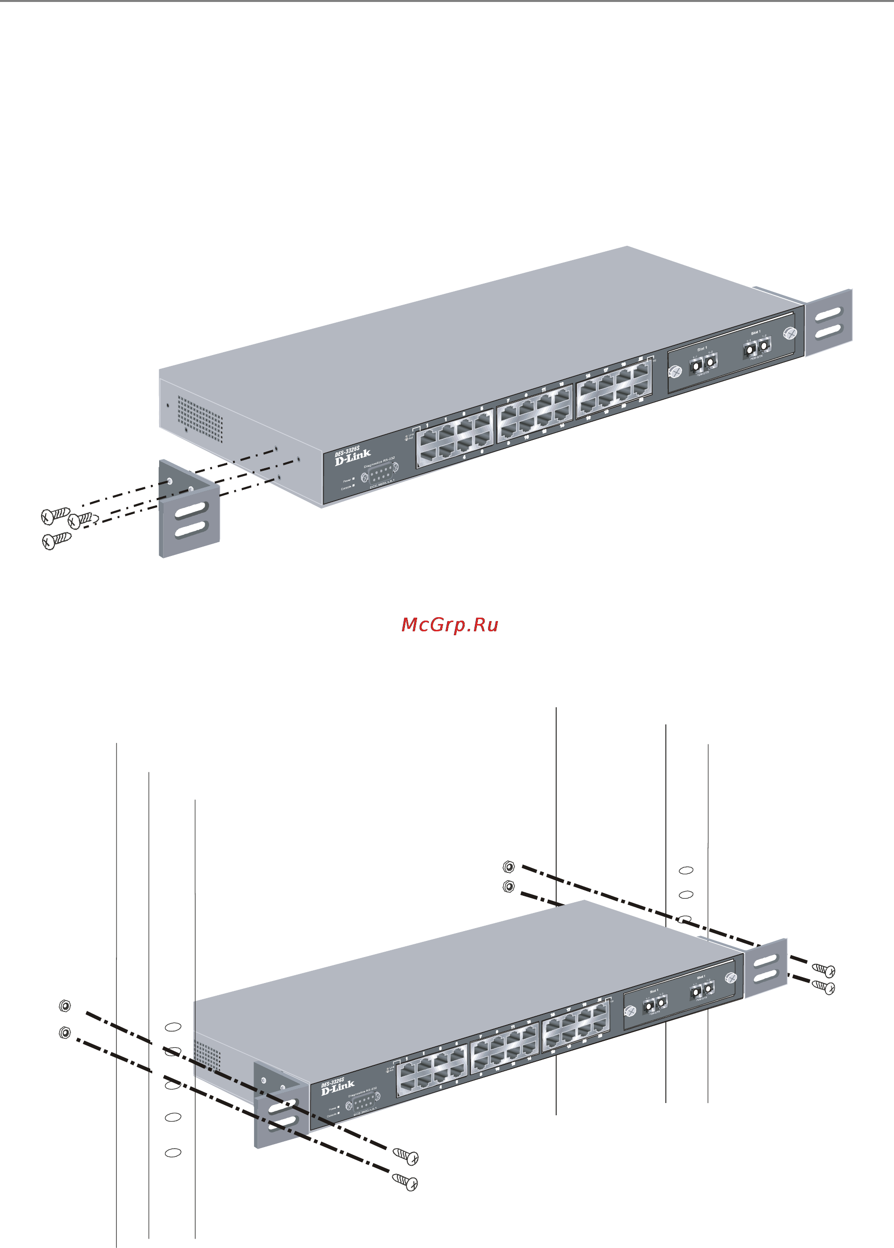 D-Link DES-3326SR [32/240] Installing the switch in a rack
