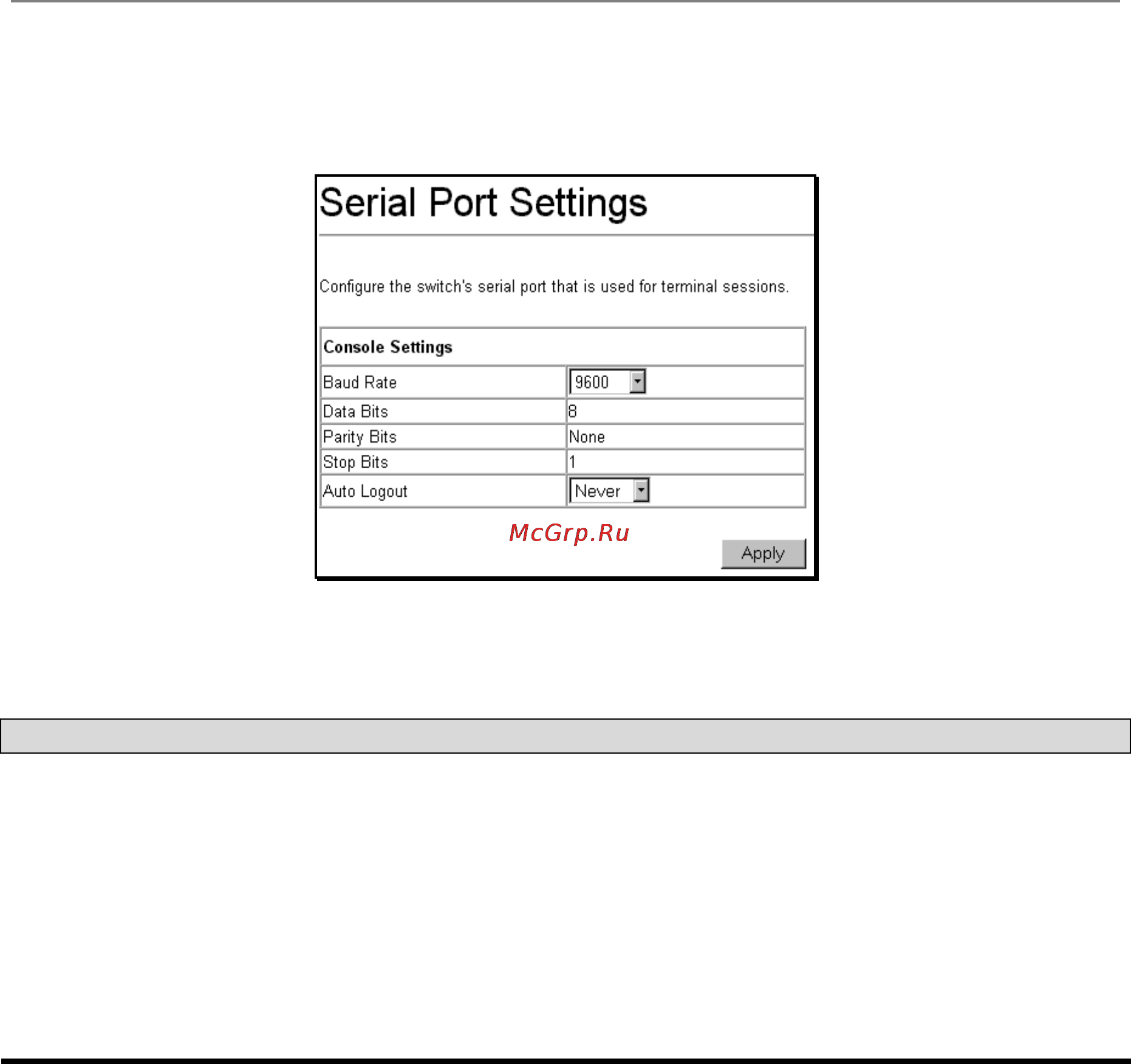 D-Link DES-3326SR [57/240] Serial port settings