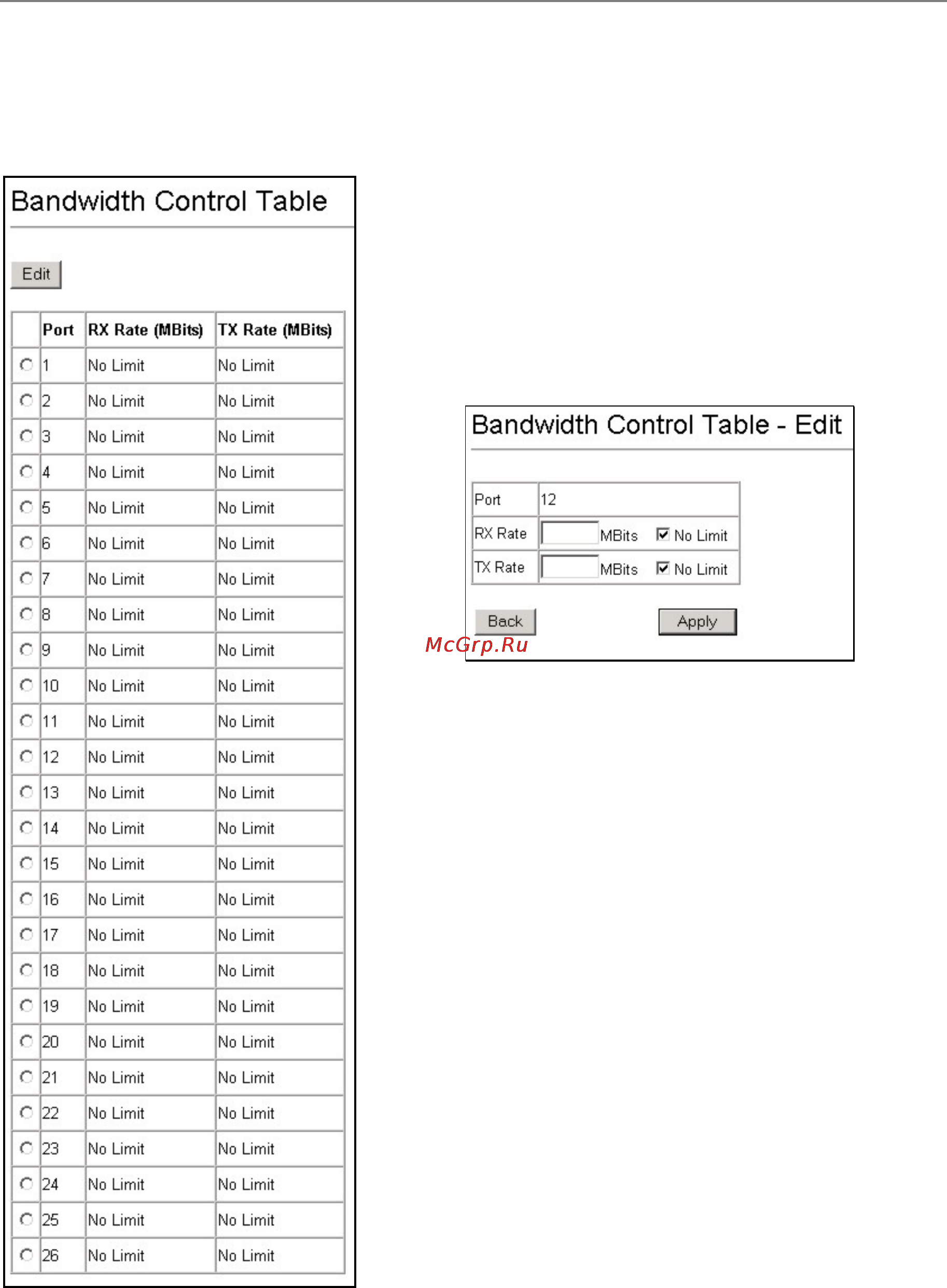 D-Link DES-3326SR [79/240] Configure bandwidth control