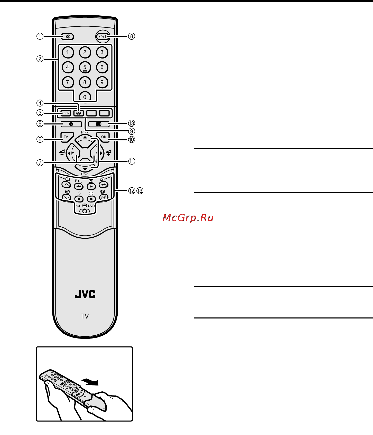 JVC AV-28X37SUE [12/281] Кнопки на пульте дистанционного управления и их назначение