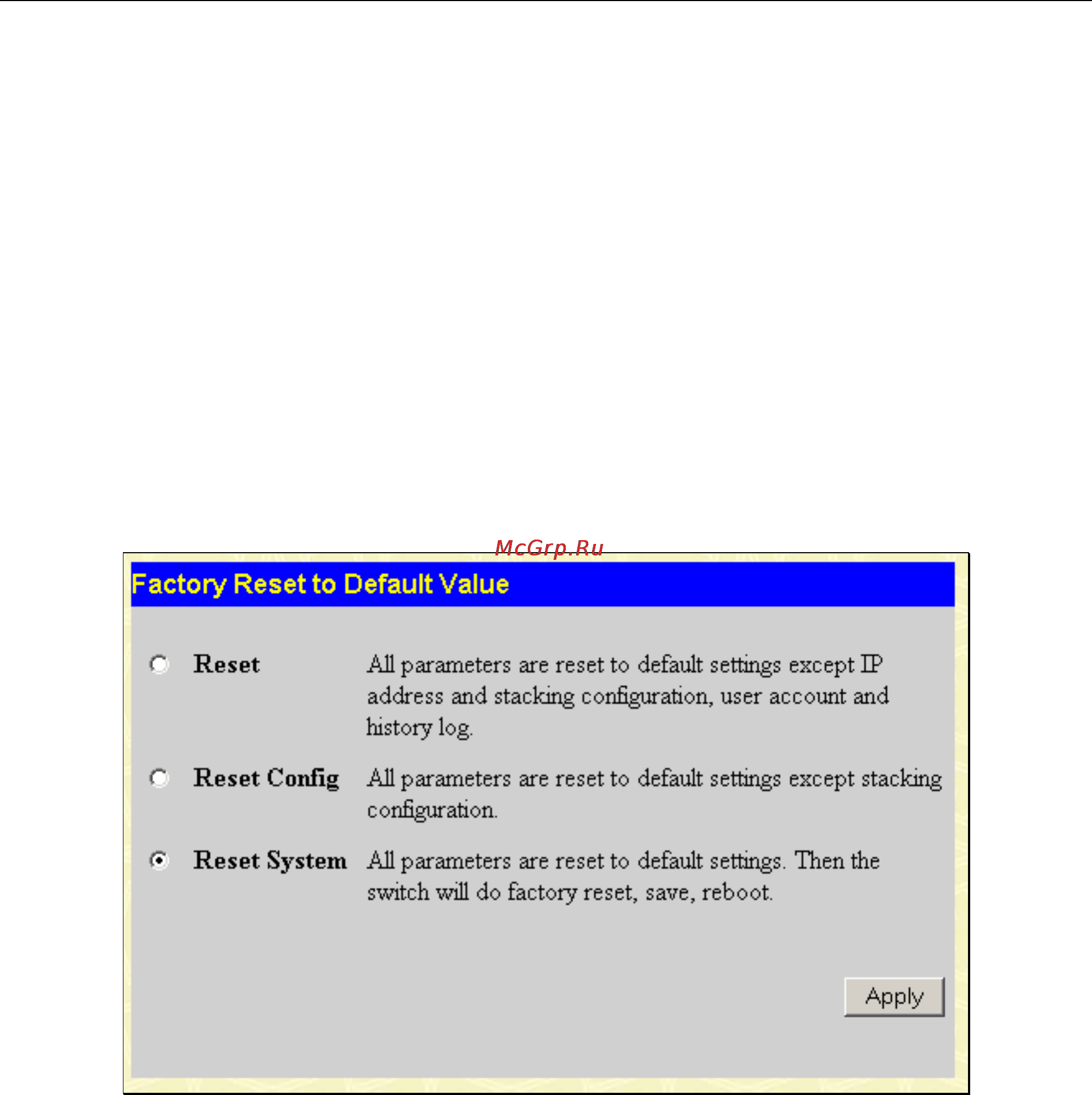 D-Link DGS-3212SR [194/224] Factory reset