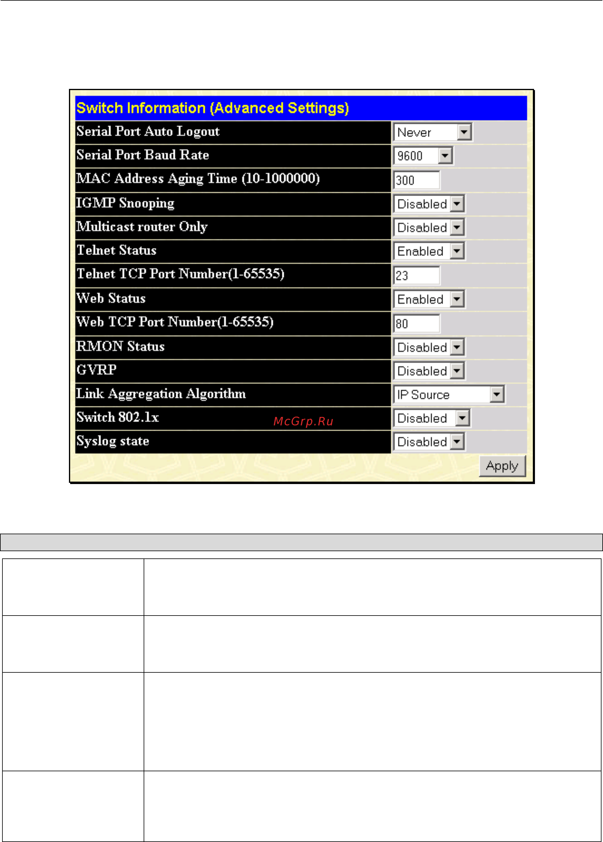 D-Link DGS-3212SR [53/224] Advanced settings