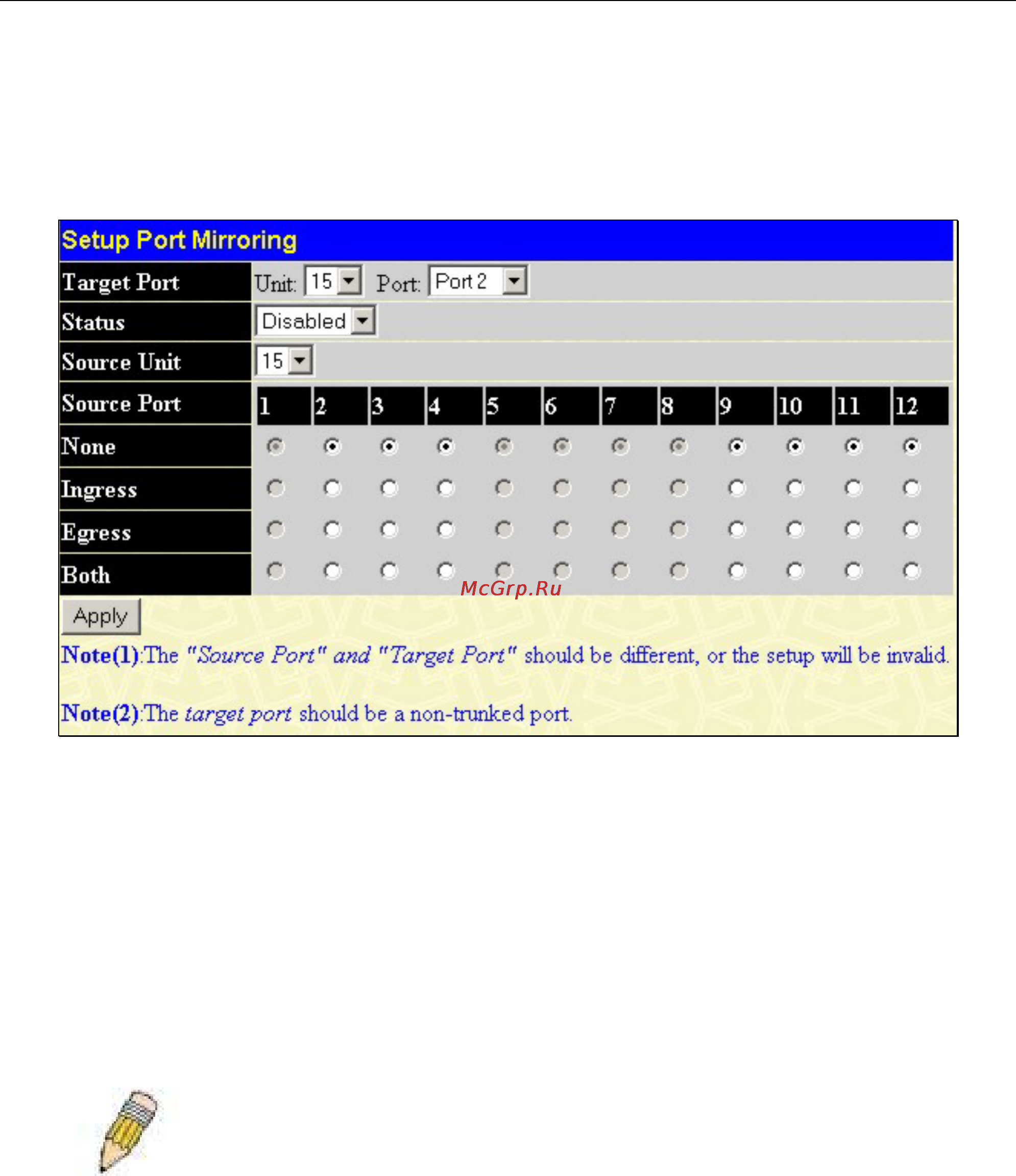 D-Link DGS-3212SR [58/224] Port mirroring