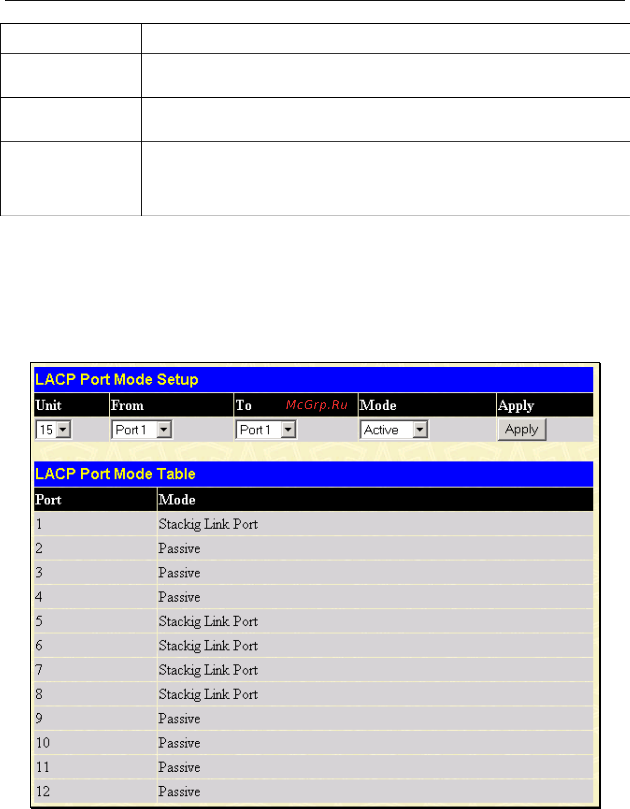 D-Link DGS-3212SR [62/224] Lacp port settings