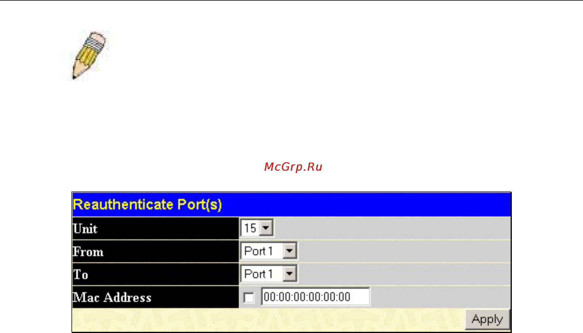 D-Link DGS-3212SR [75/224] Reauthenticate port s for mac based 802 x