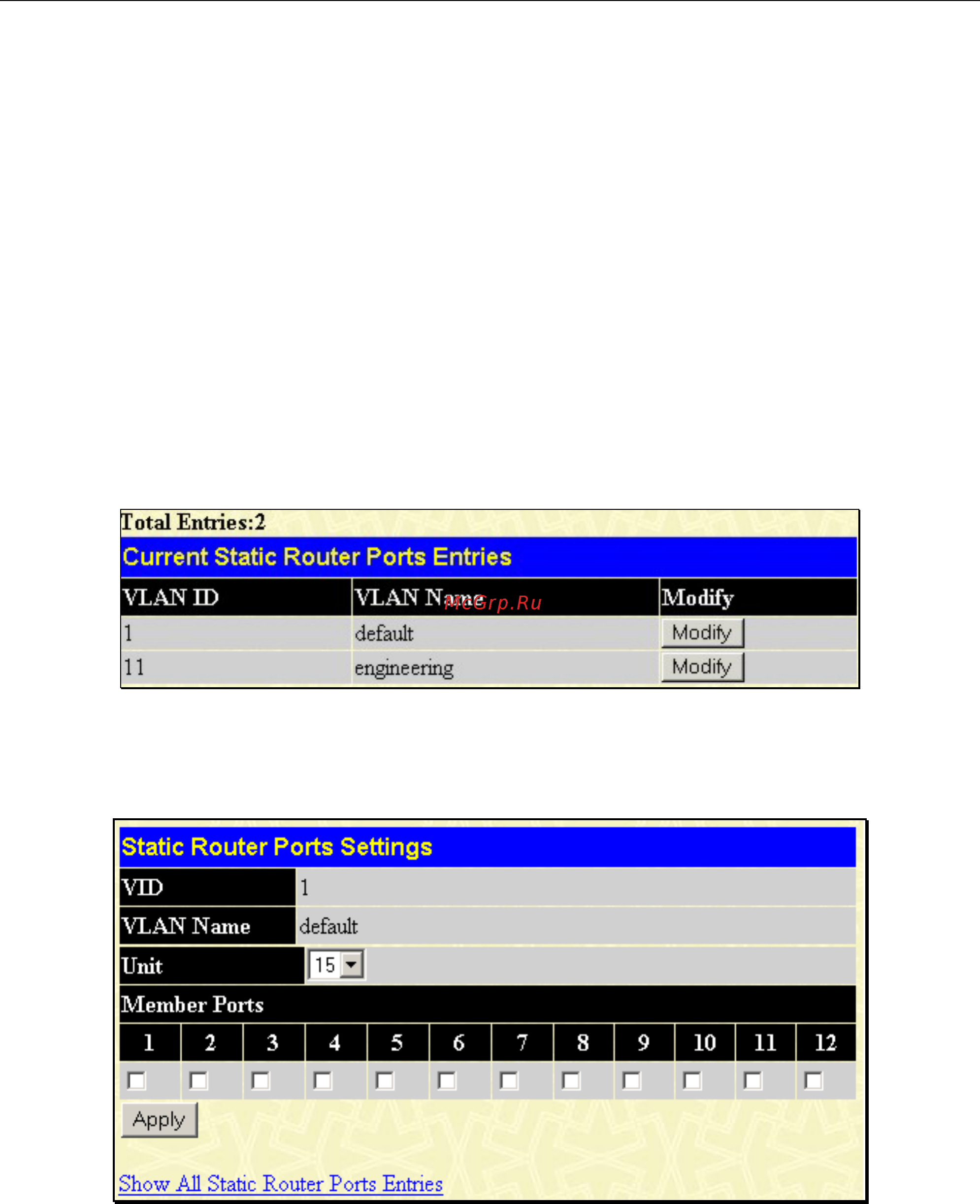 D-Link DGS-3212SR [79/224] Static router ports entry