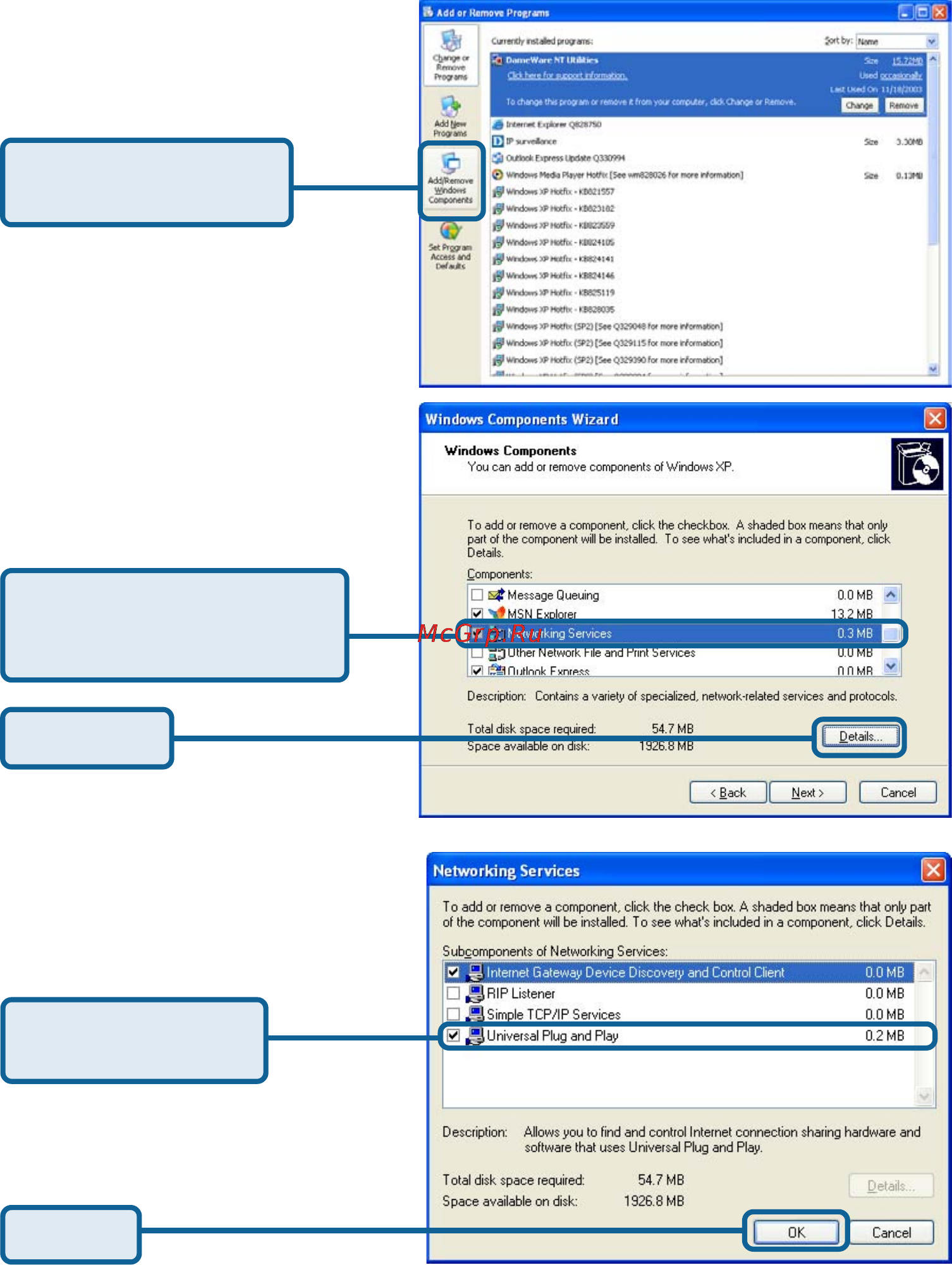 D-Link DCS-3220G [18/143] Enabling upnp for windows xp me continued
