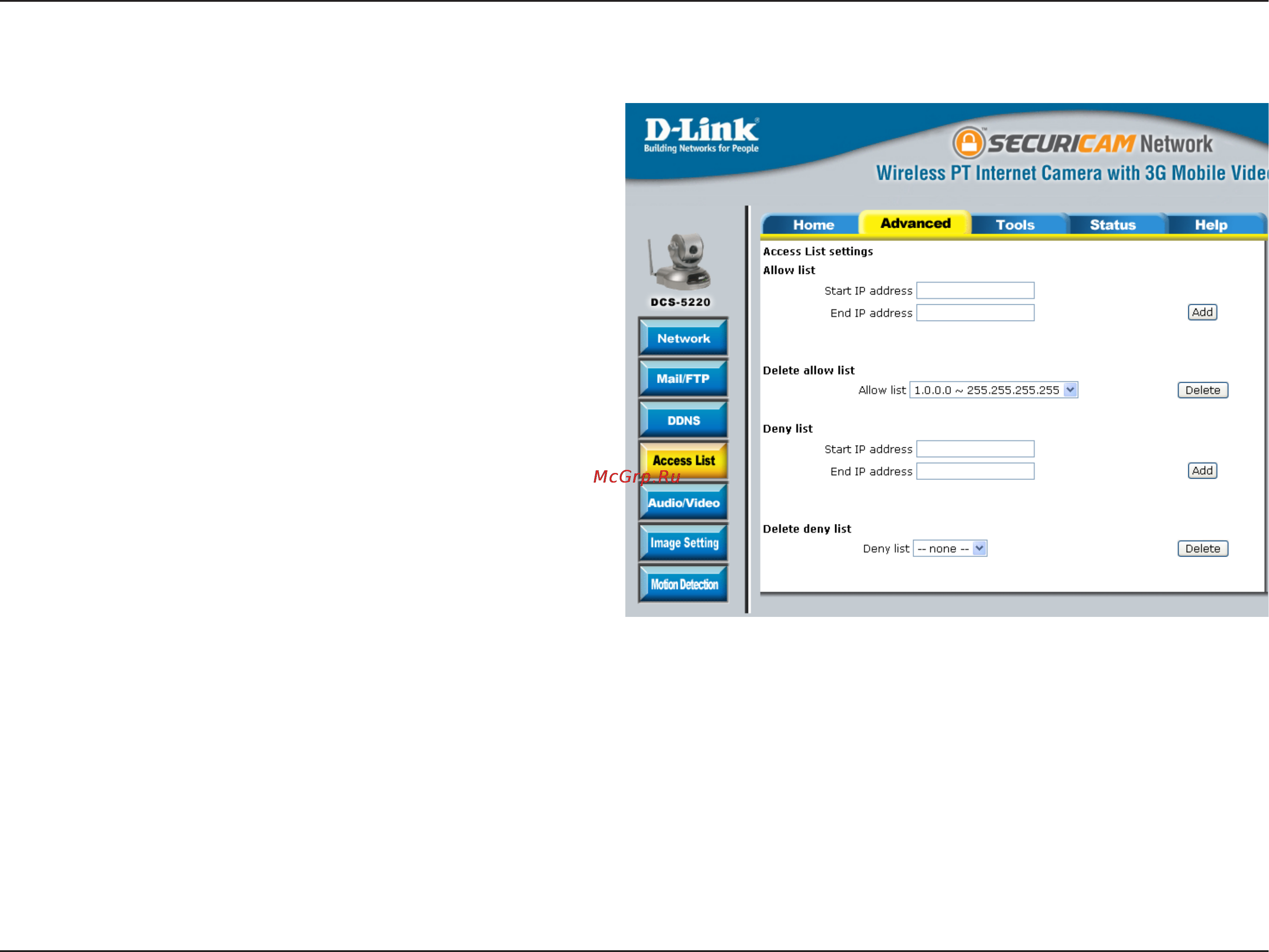D-Link DCS-5220 [39/153] Access list