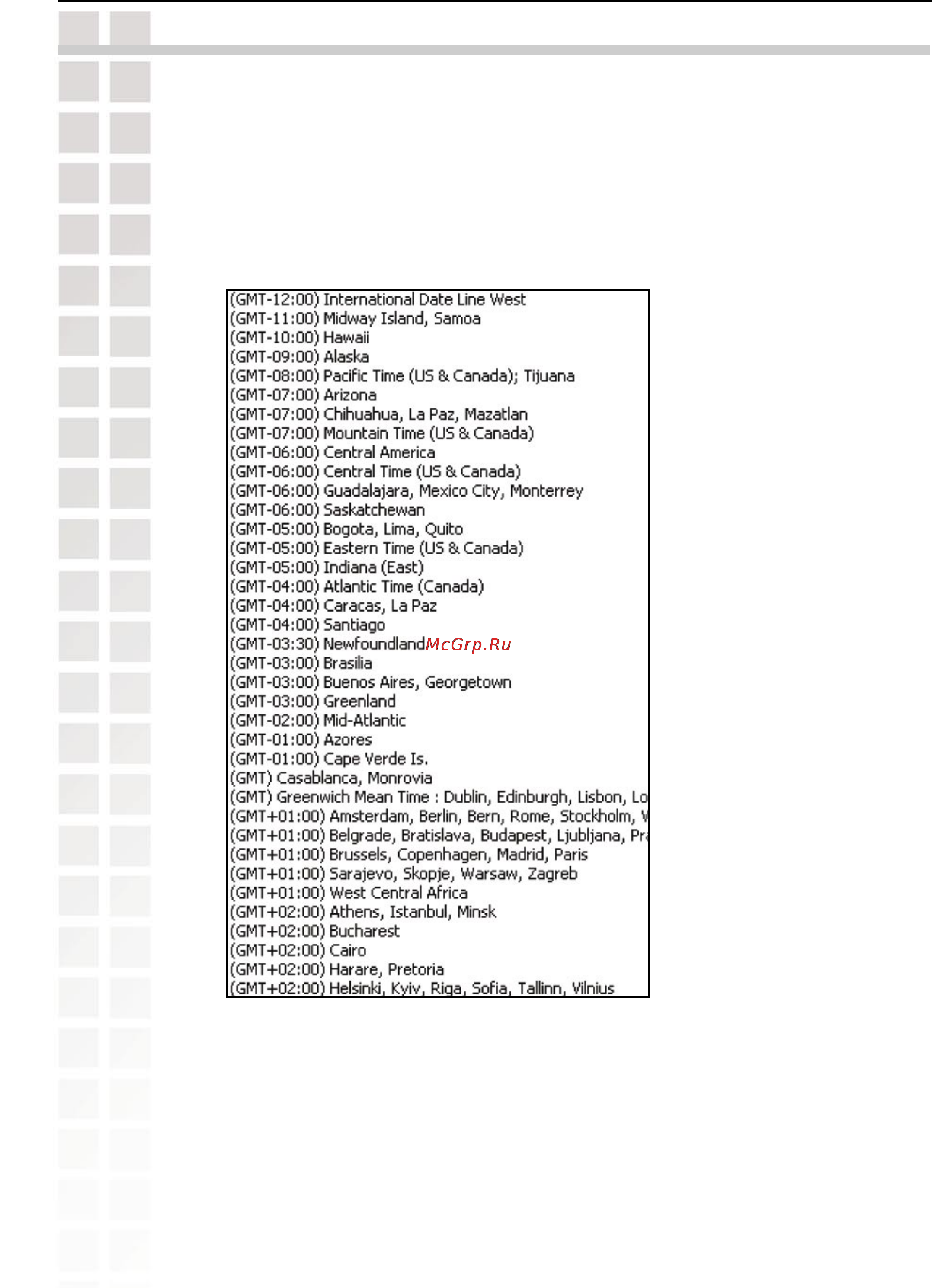 D-Link DCS-920 [140/145] Time zone table