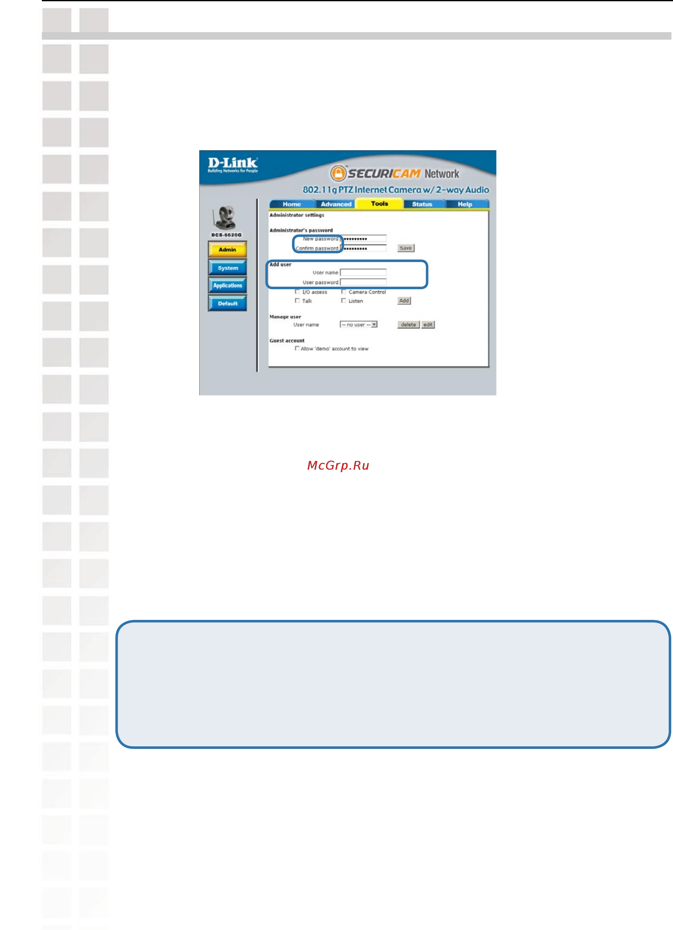 D-Link DCS-6620G [27/145] Security