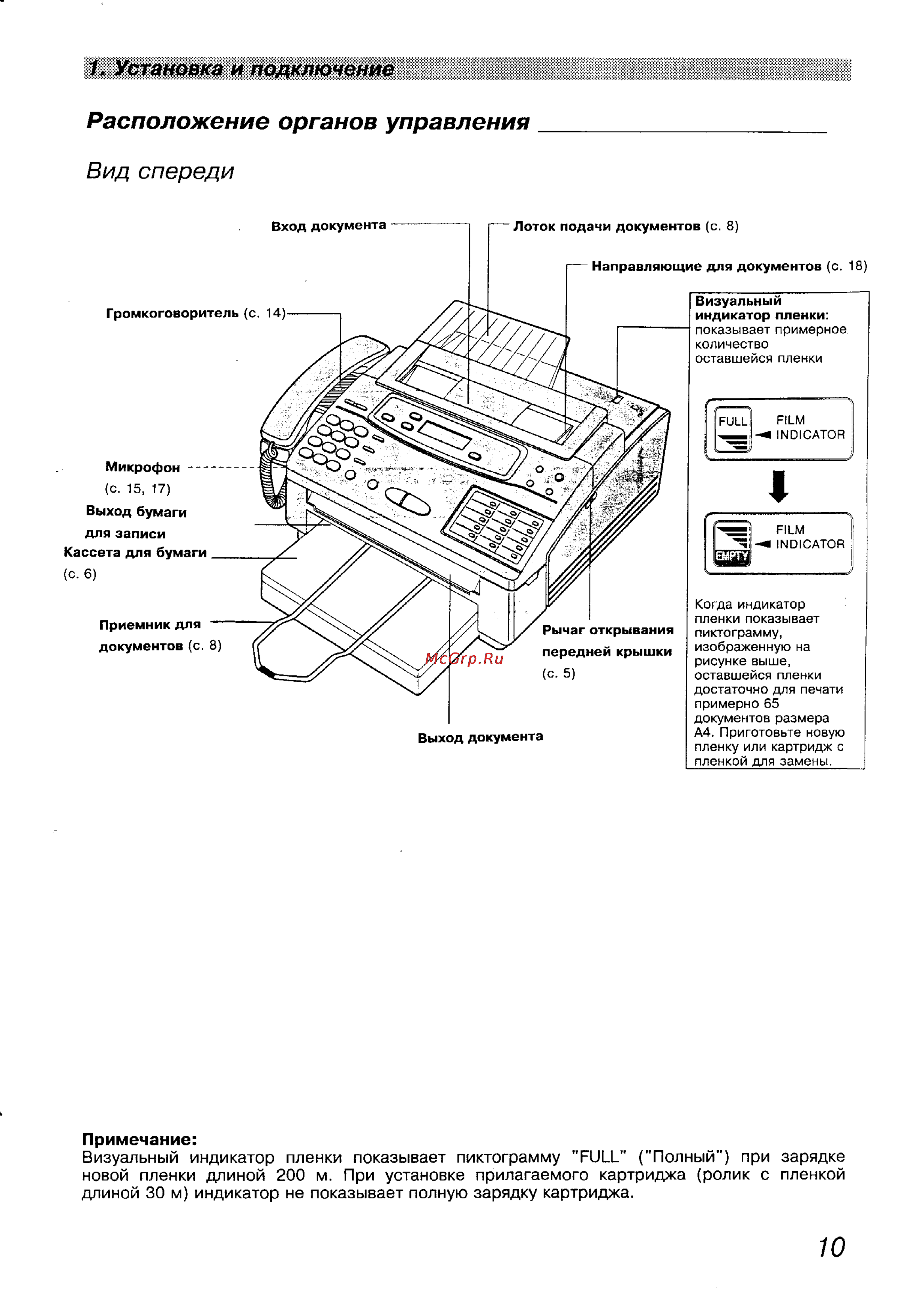 Panasonic KX-F1100BX [10/77] Вид спереди