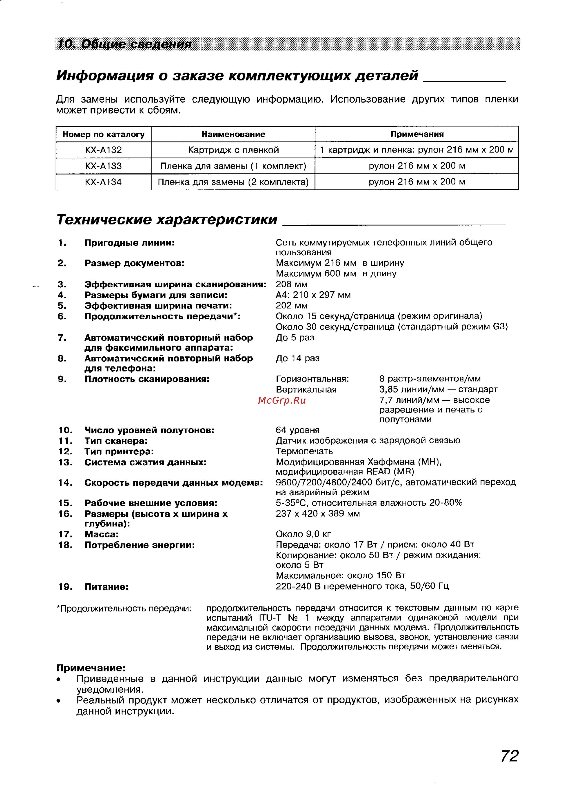 Panasonic KX-F1100BX [71/77] Общие сведения
