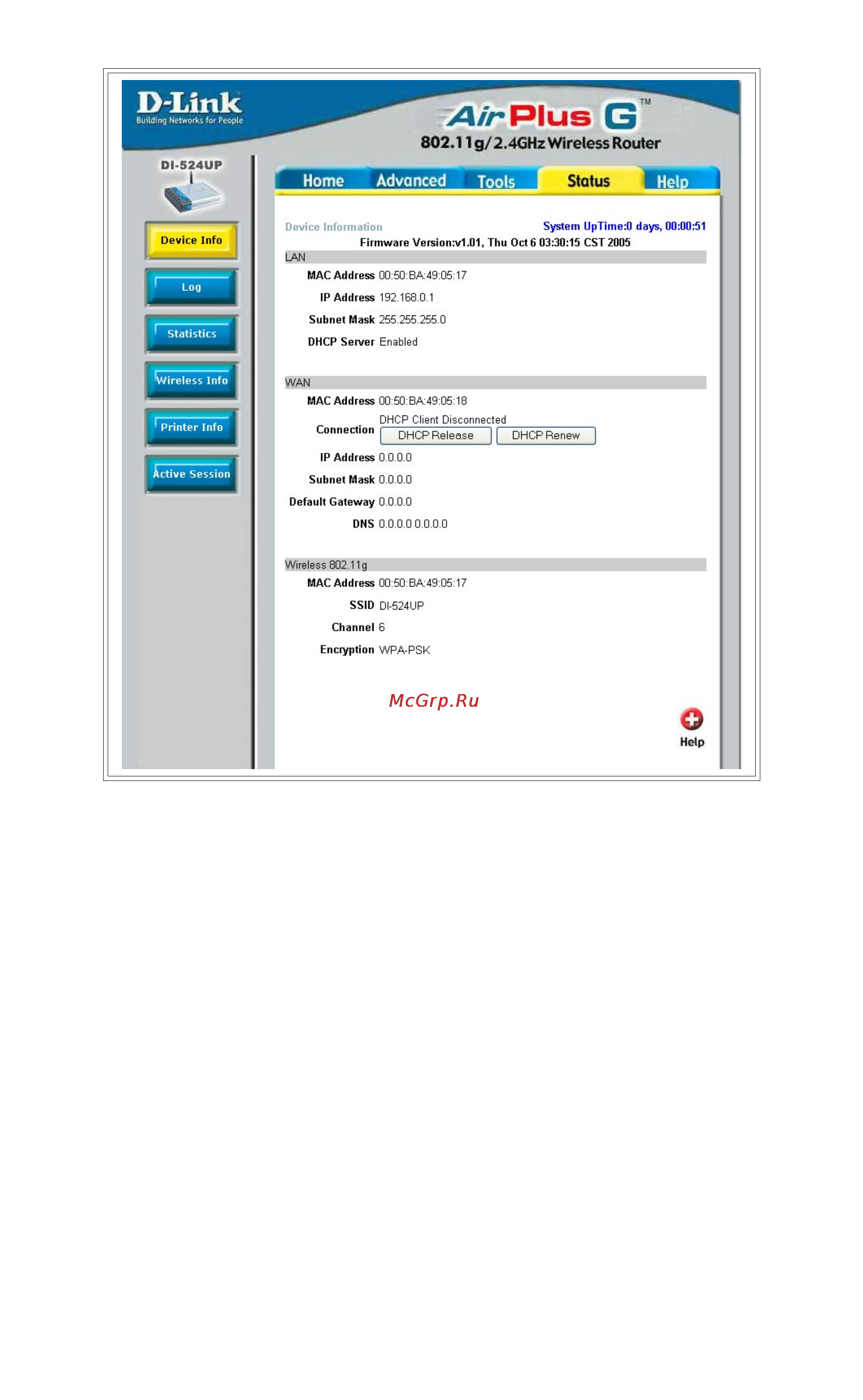 D-Link DI-524UP [61/85] Device info