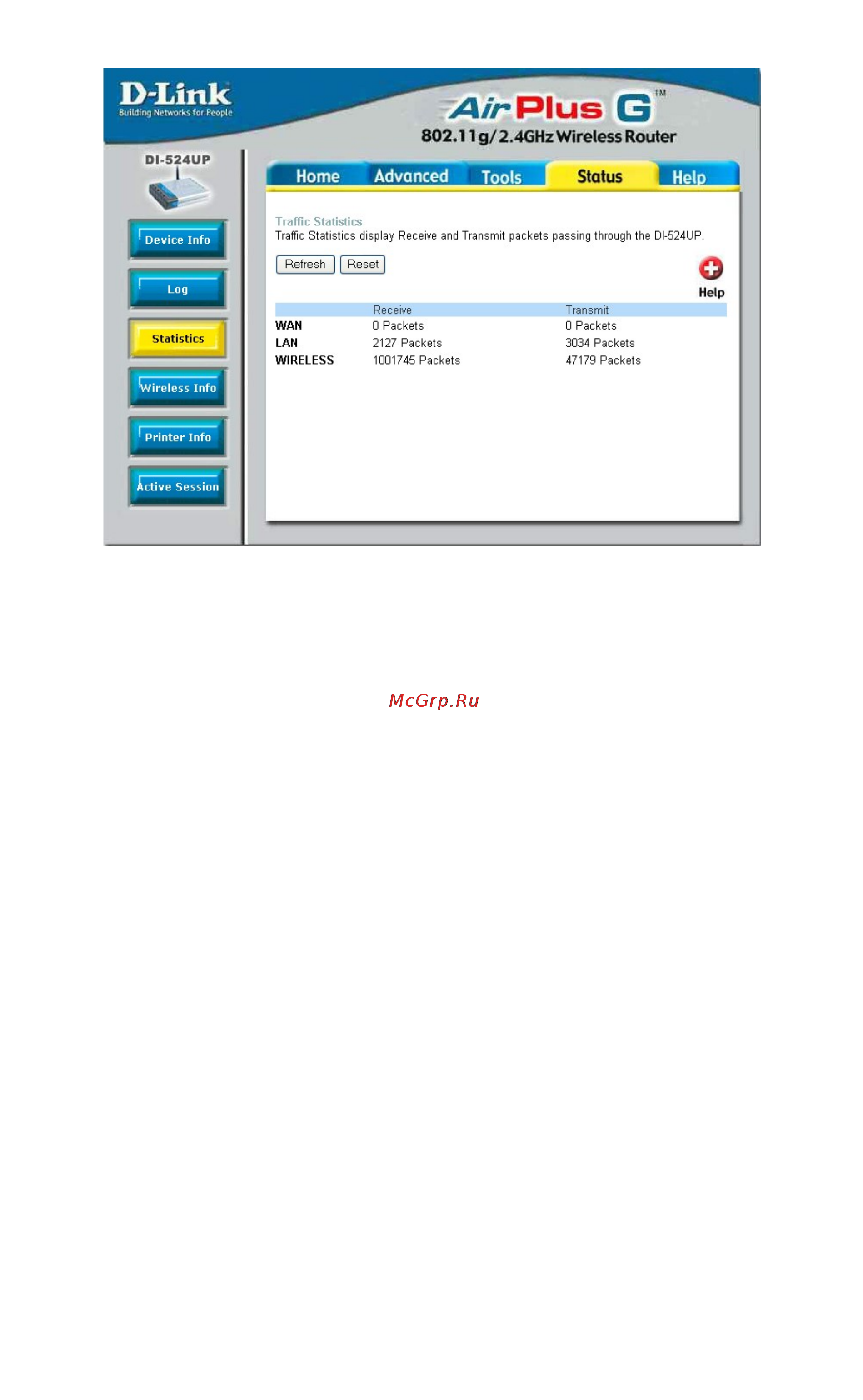D-Link DI-524UP [65/85] Statistics