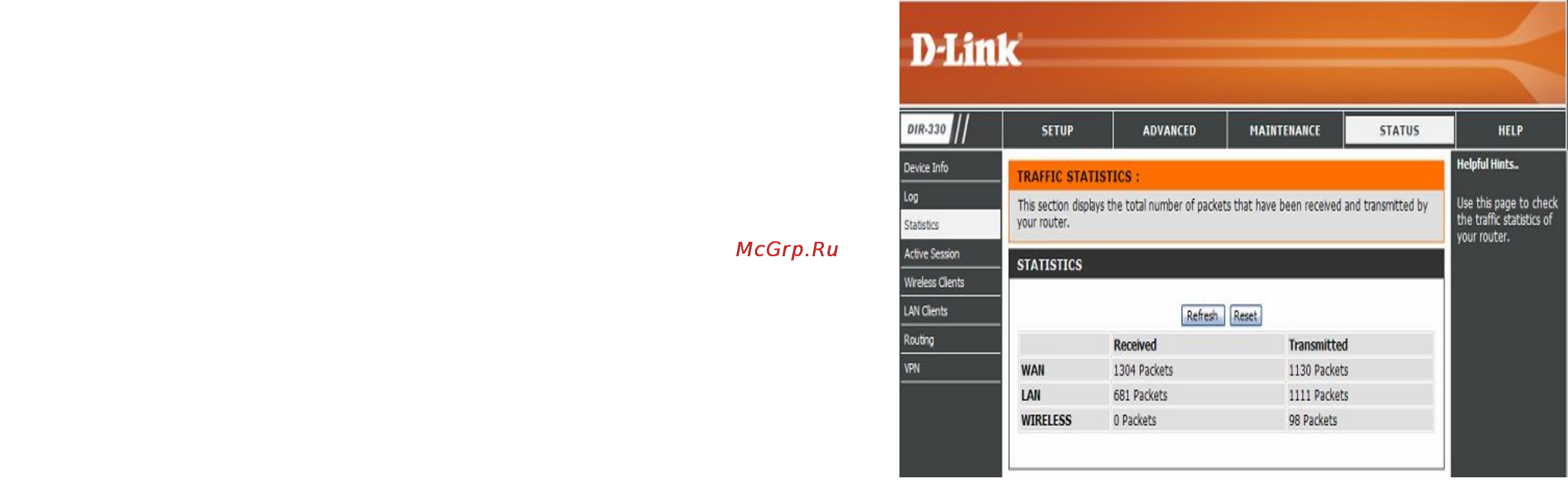 D-Link DIR-330 [62/97] Statistics статистика