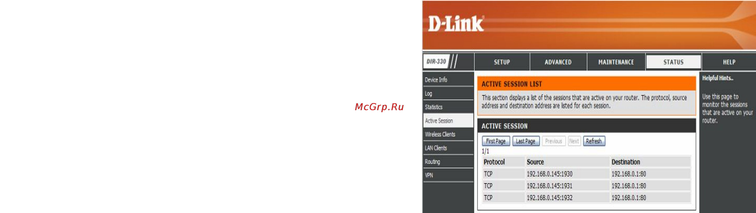 D-Link DIR-330 [63/97] Active session активные сессии