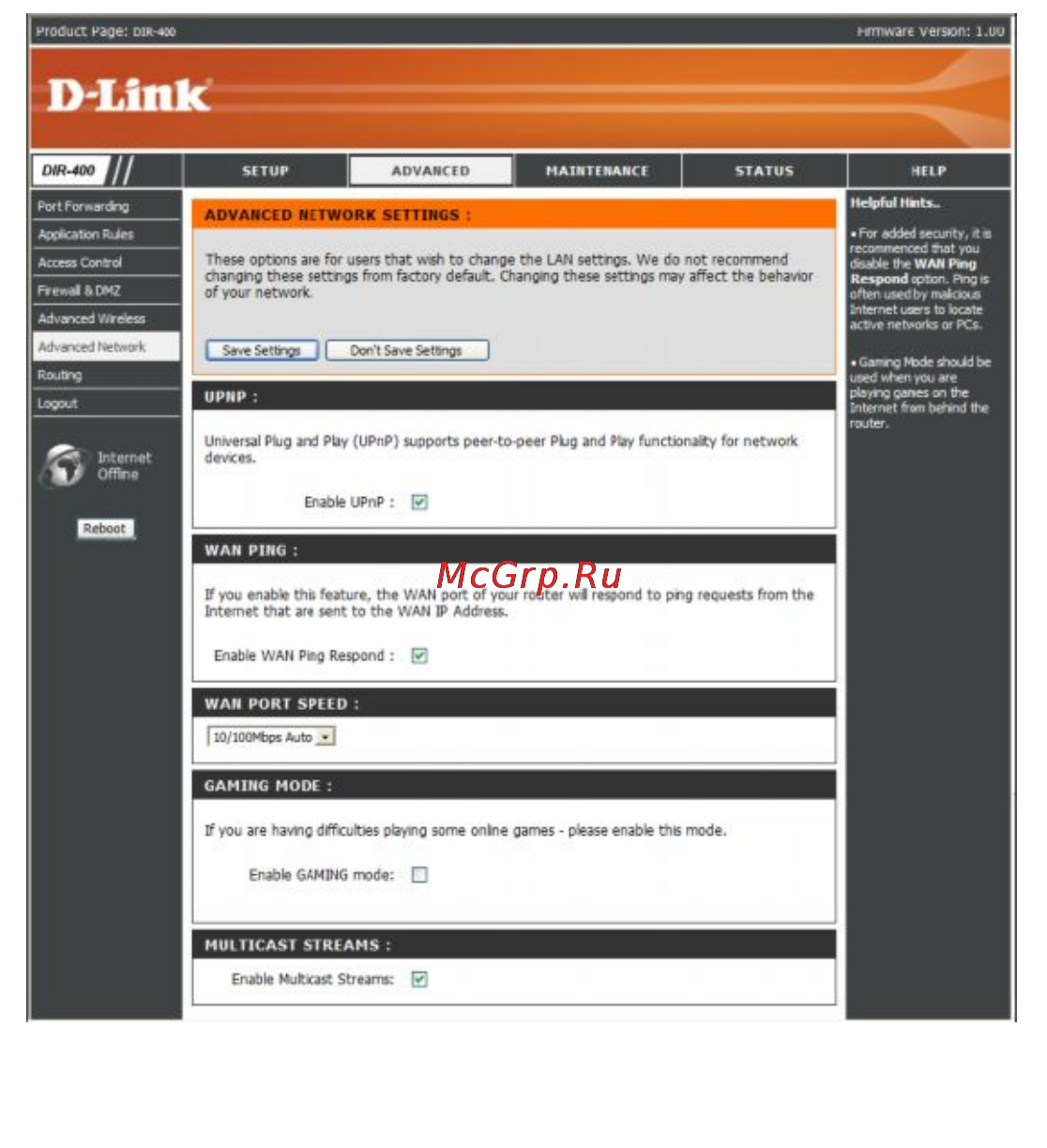 D-Link DIR-450 [51/104] Advanced network расширенные настройки сети