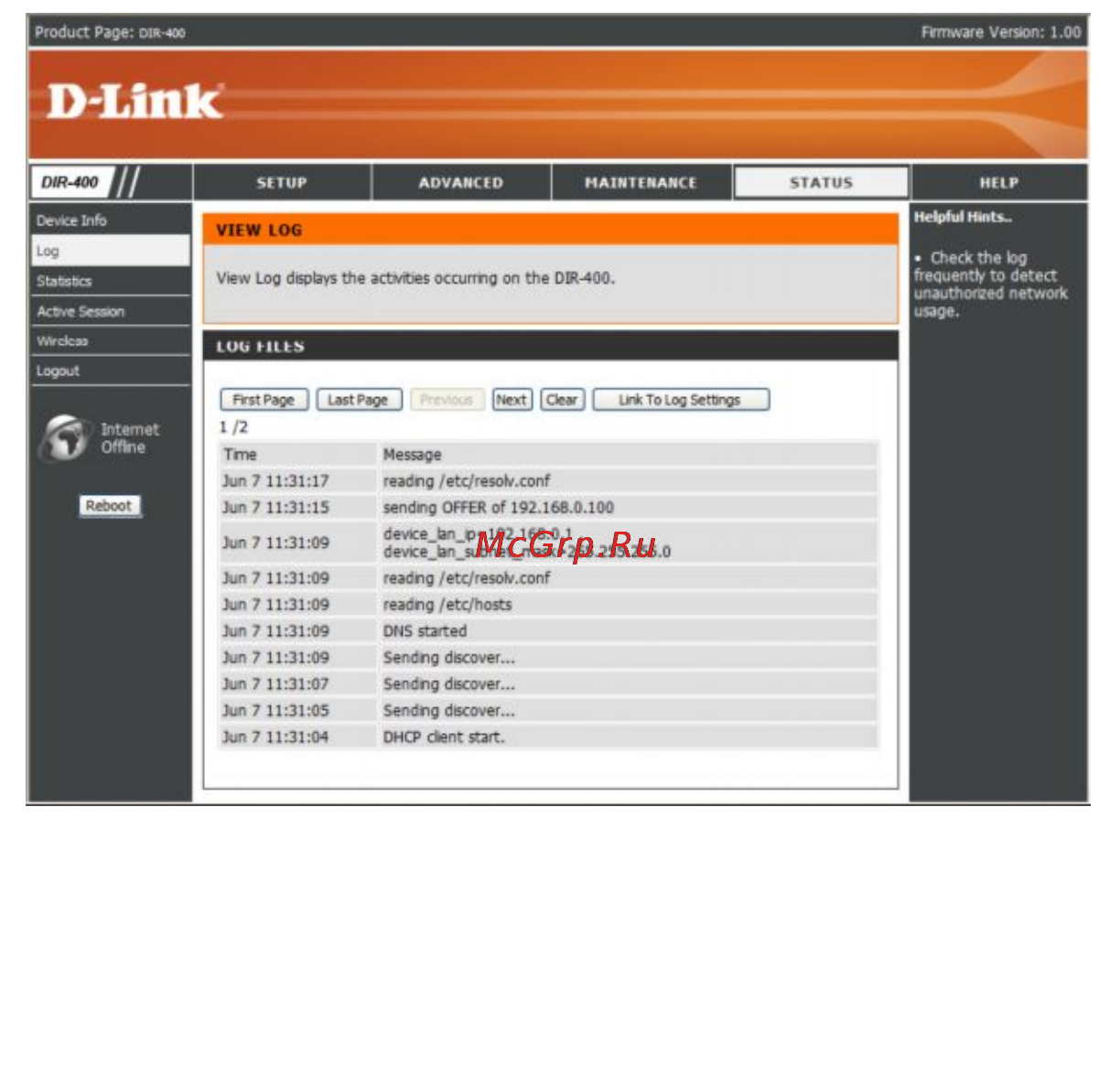 D-Link DIR-450 [62/104] Log журнал