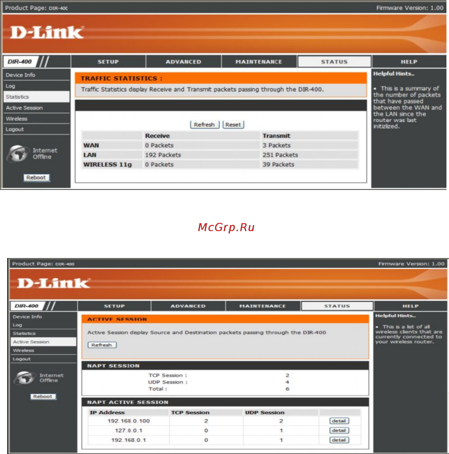 D-Link DIR-450 [63/104] Active session активные сессии