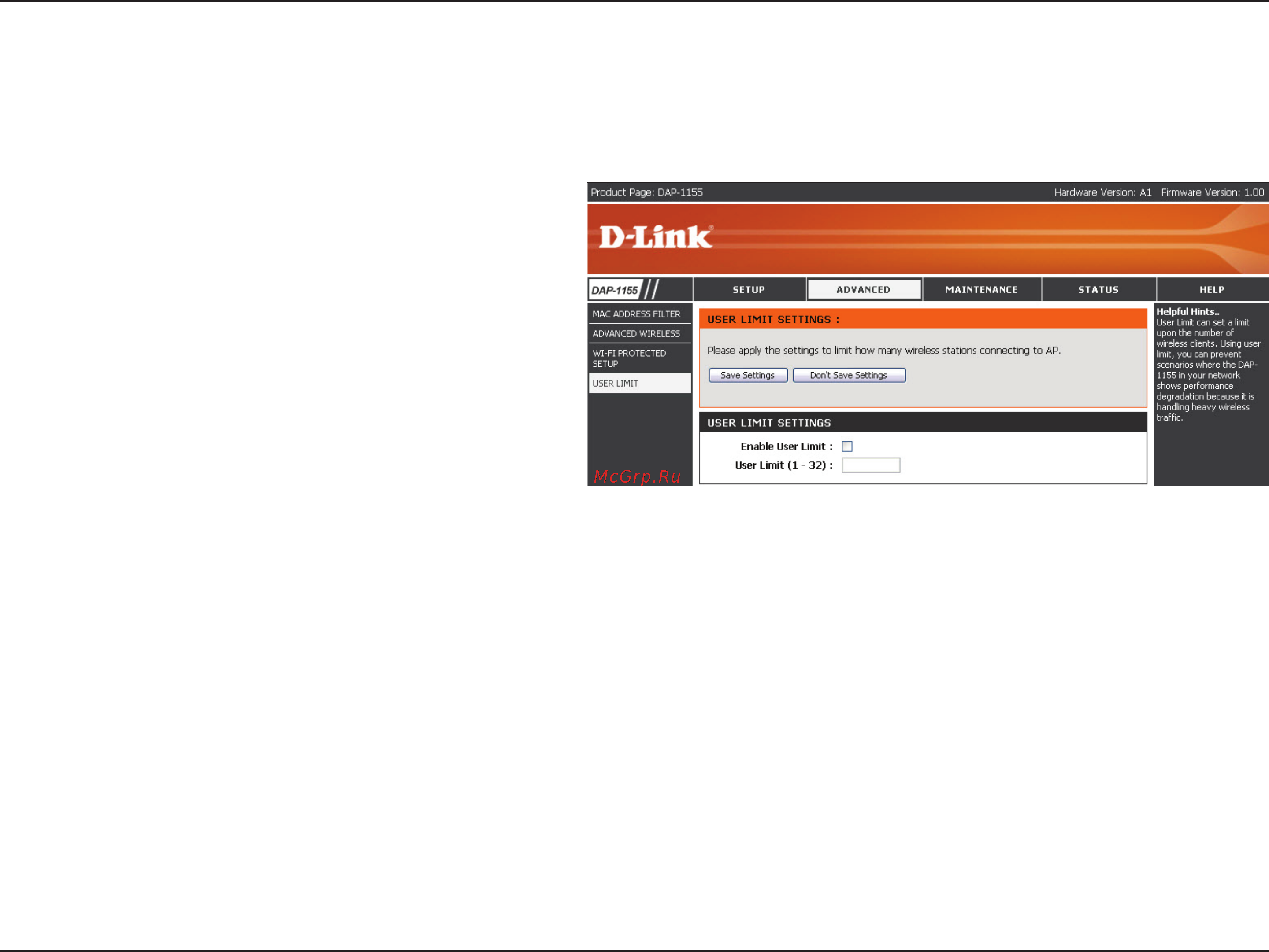 D-Link DAP-1155 [28/80] User limit