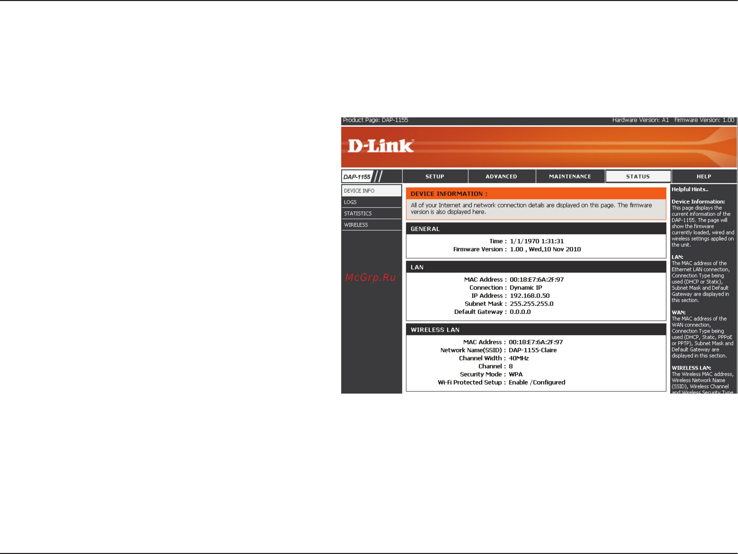 D-Link DAP-1155 [35/80] Status