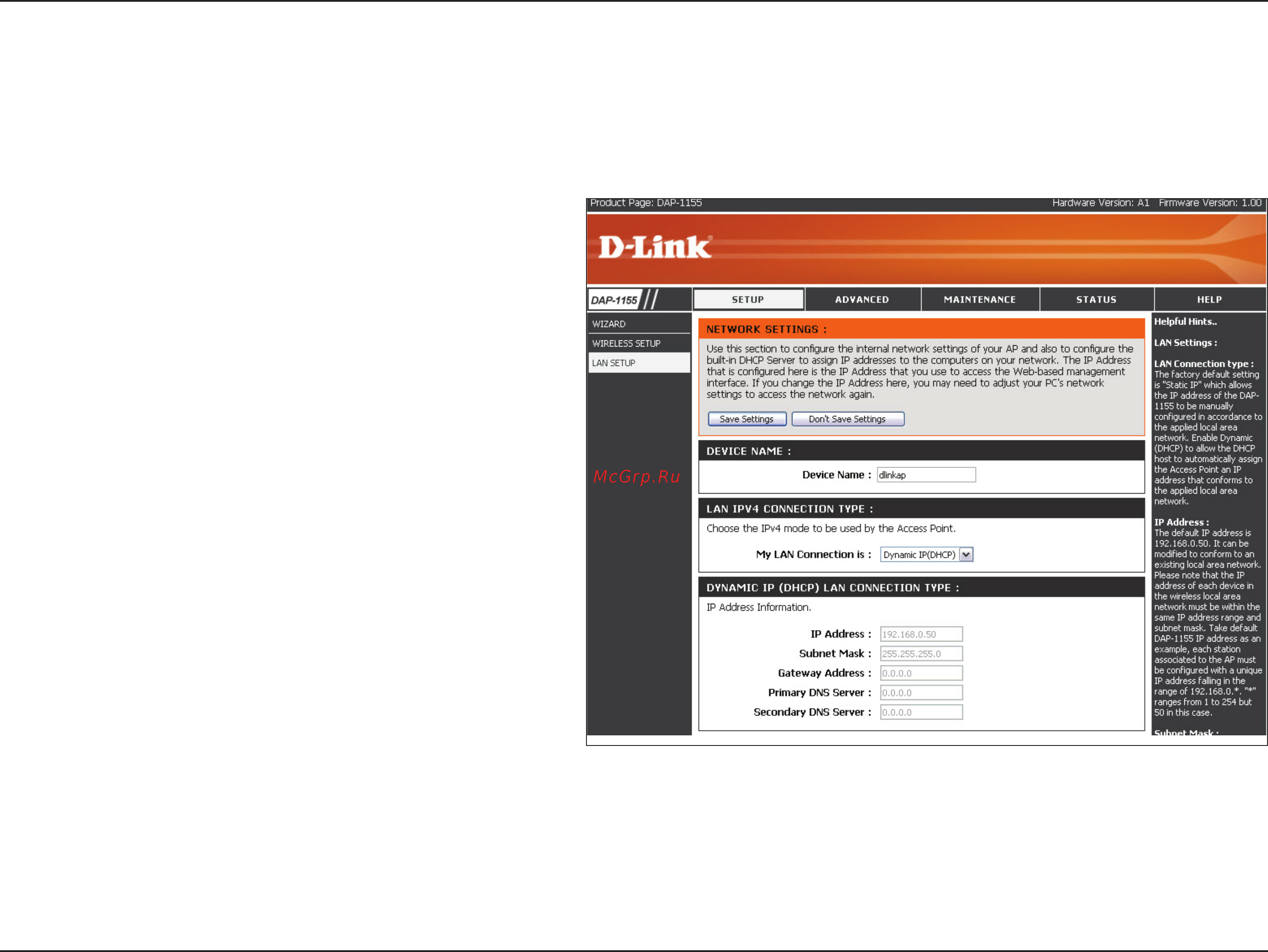 D-Link DAP-1155 [40/80] Lan setting