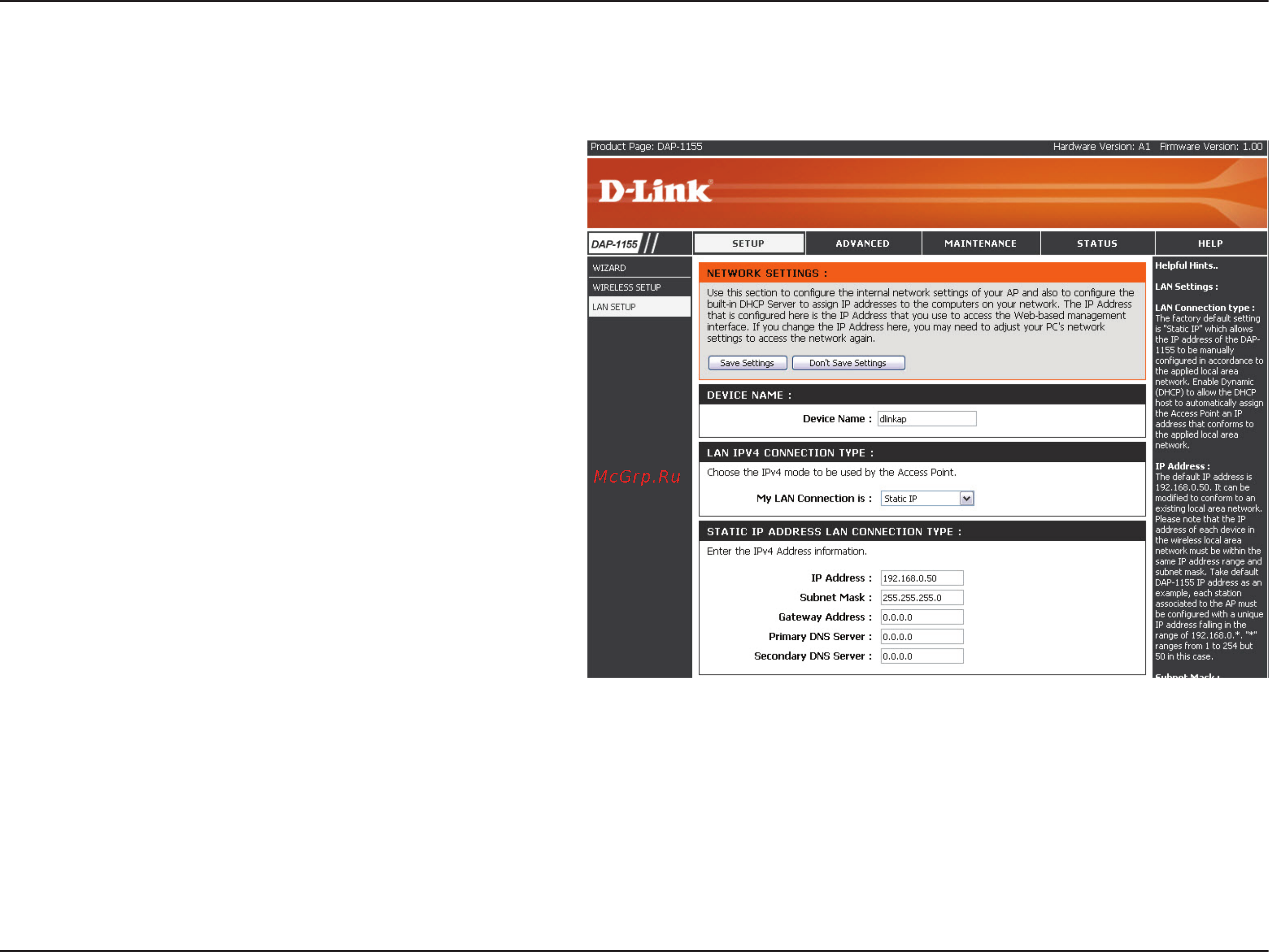 D-Link DAP-1155 [41/80] Static ip