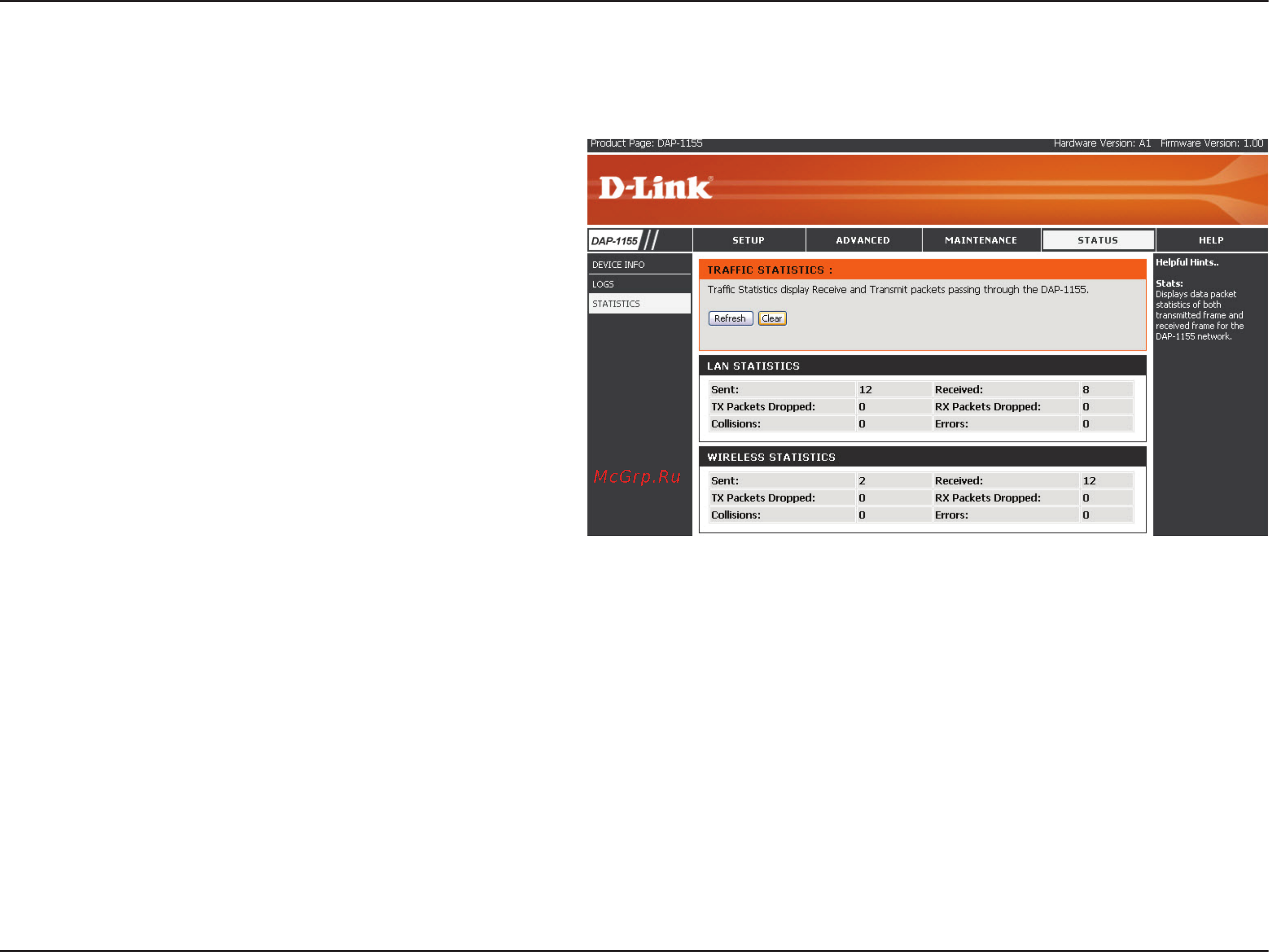 D-Link DAP-1155 [50/80] Statistics