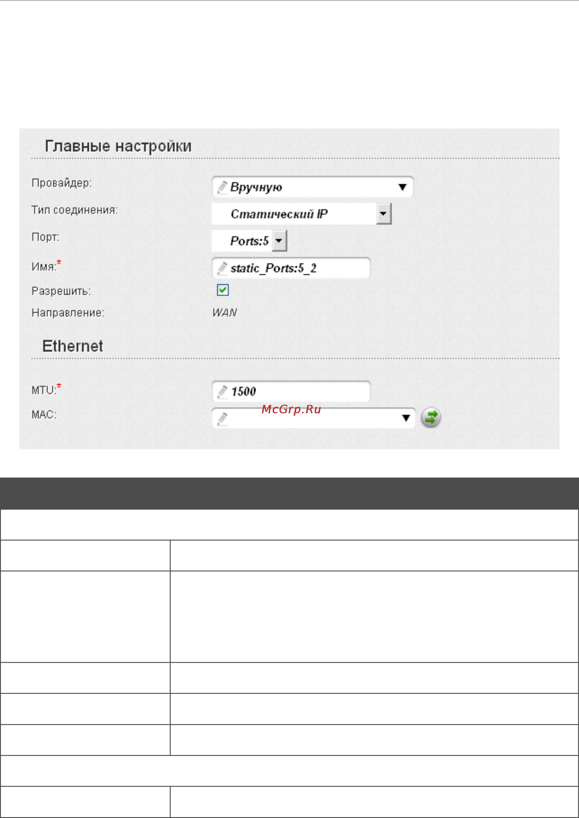 D-Link DIR-320/NRU [110/210] Wan соединение типа статический ip