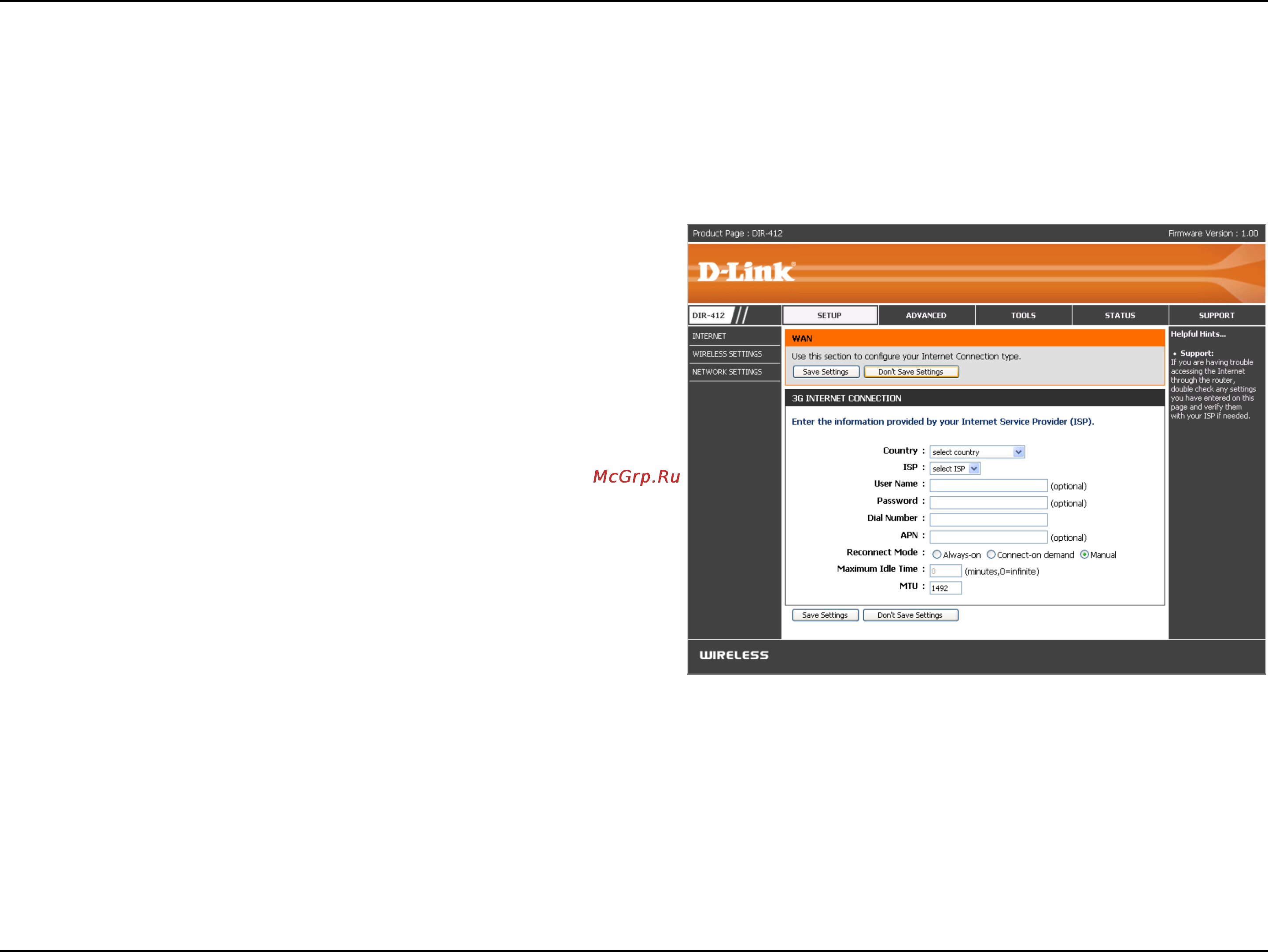 D-Link DIR-412 [21/101] Manual configuration 3g mode