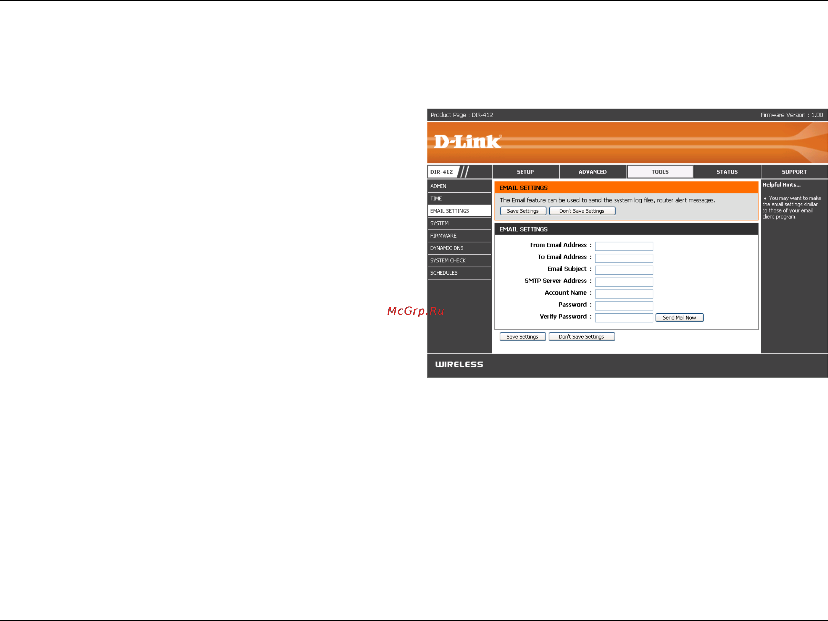 D-Link DIR-412 [62/101] E mail settings