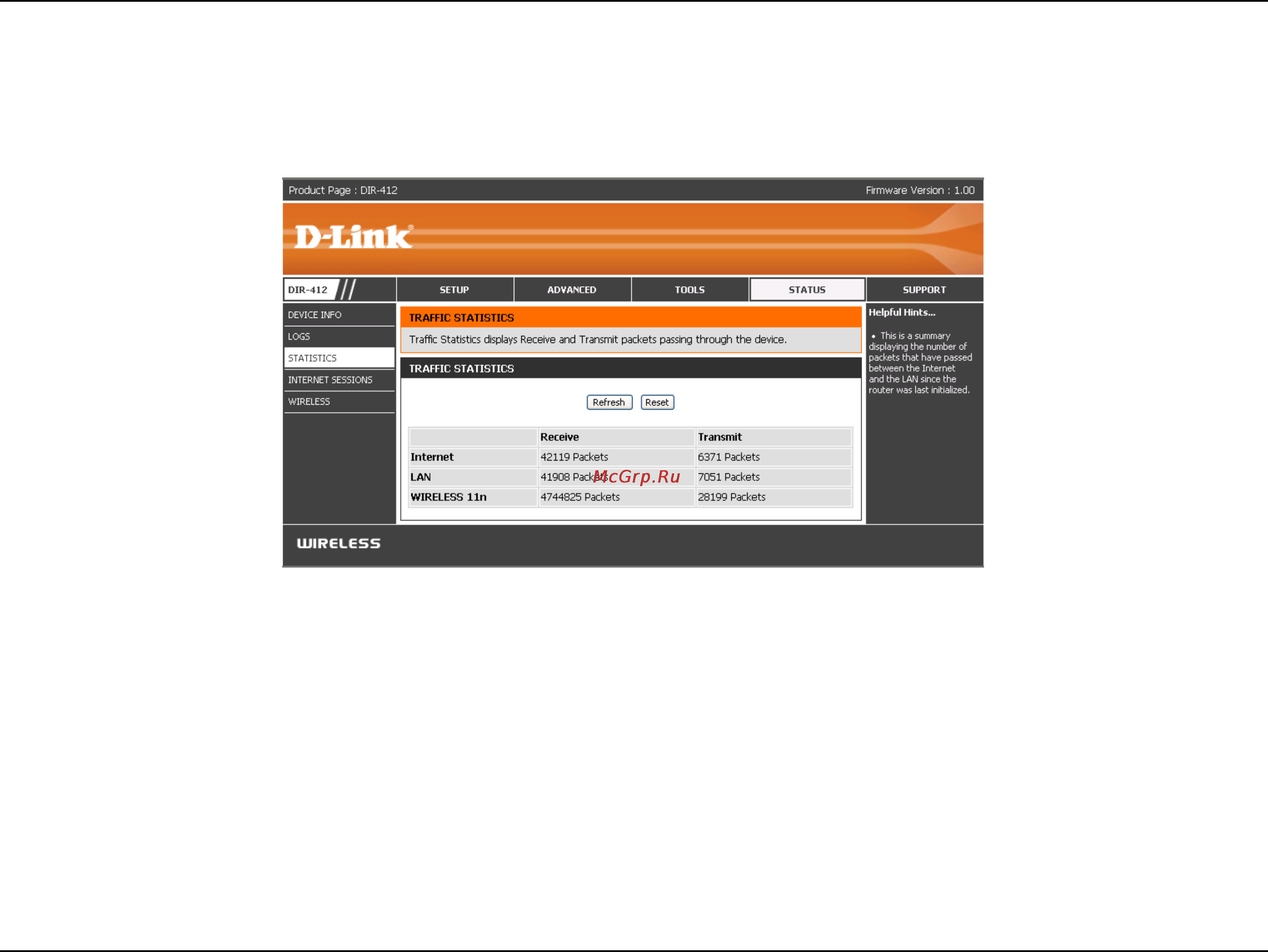 D-Link DIR-412 [70/101] Statistics