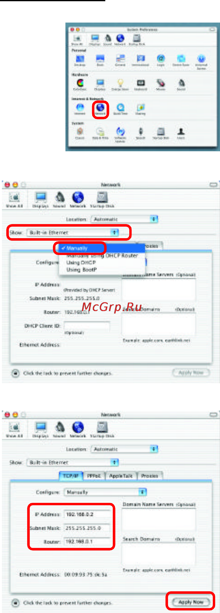 D-Link DWL-2000AP+ [37/53] Networking basics continued assigning a static ip address with macintosh osx
