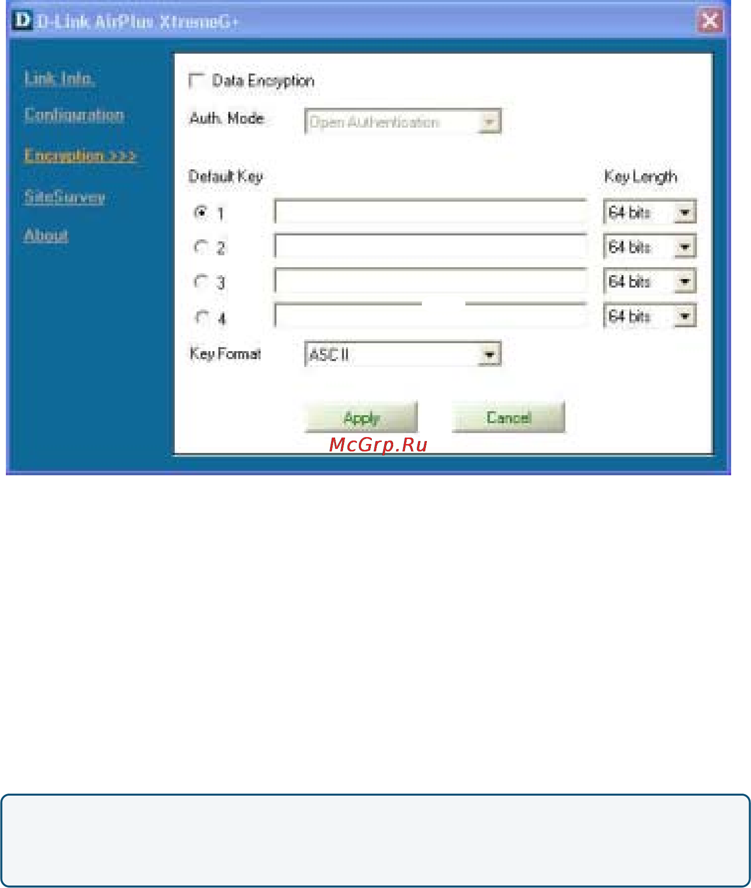 D-Link DWL-G520+ [16/43] Configuration utility encryption